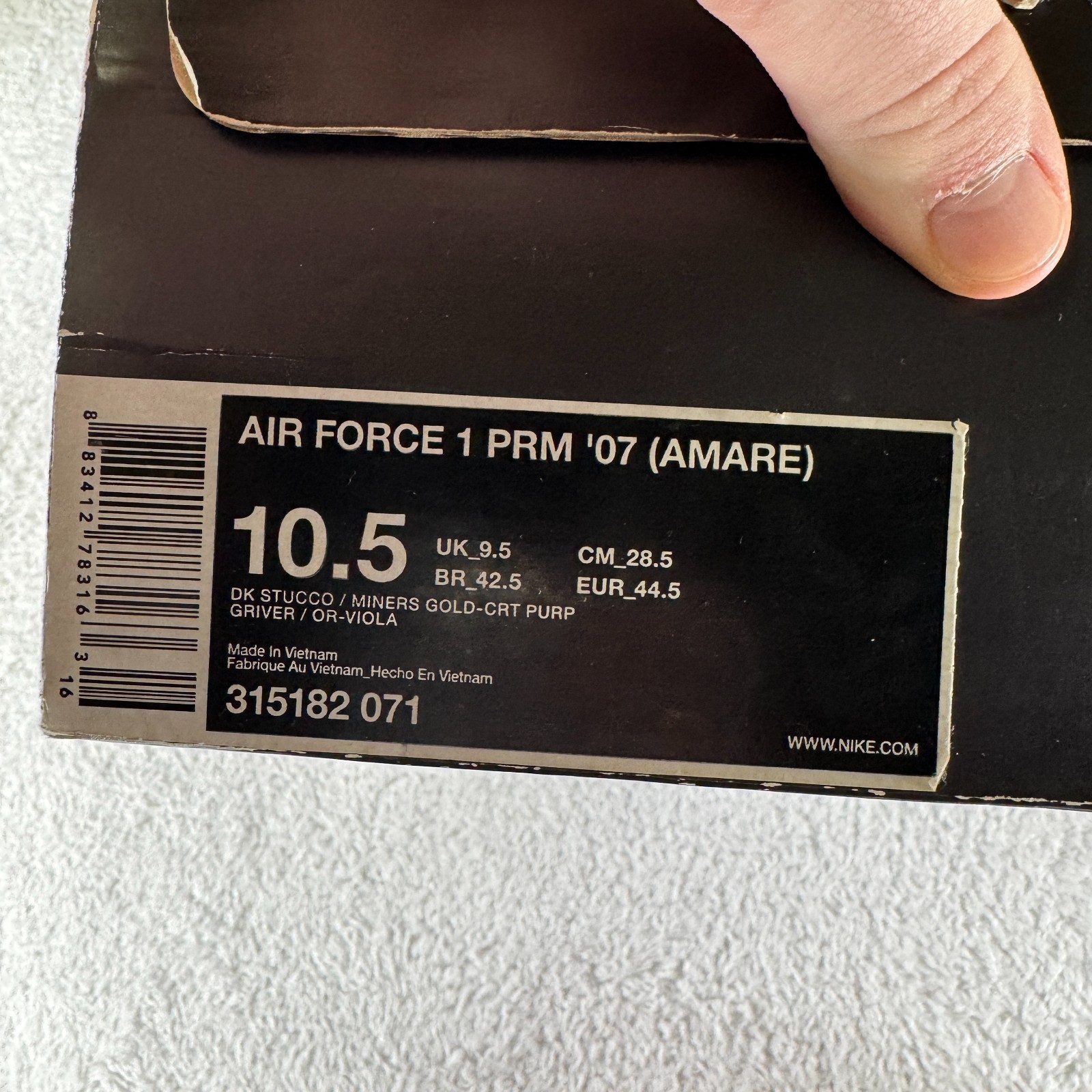 Nike Air Force 1 Premium ’07 Amare Stoudemire Mens 10.5 Dark Stucco OG ALL CLEAN