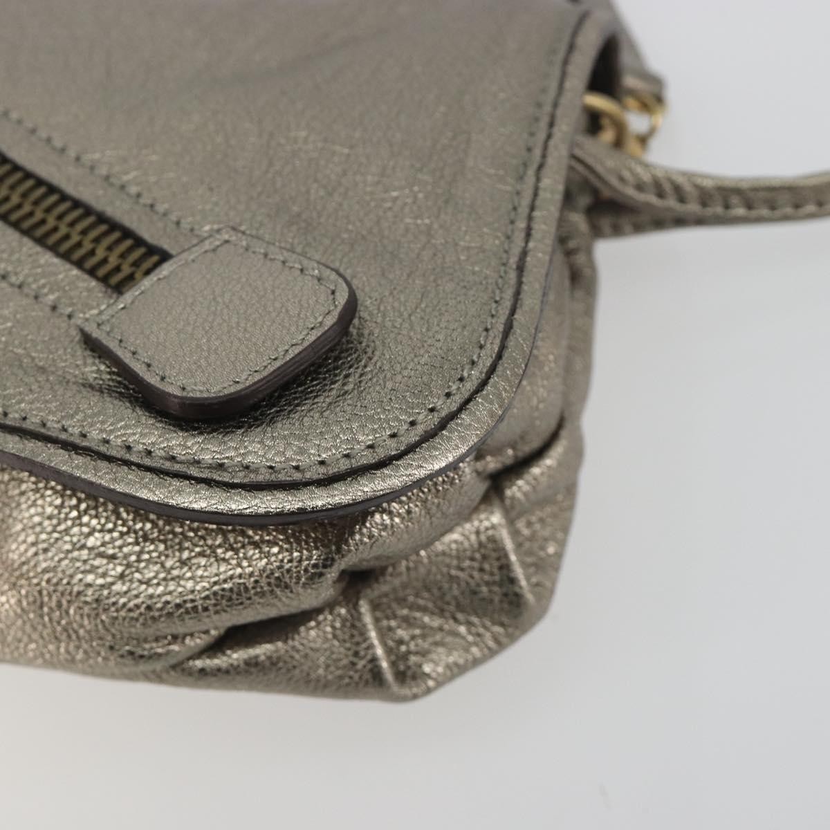 Salvatore Ferragamo Gancini Shoulder Bag Leather Silver Gold Auth 196304A
