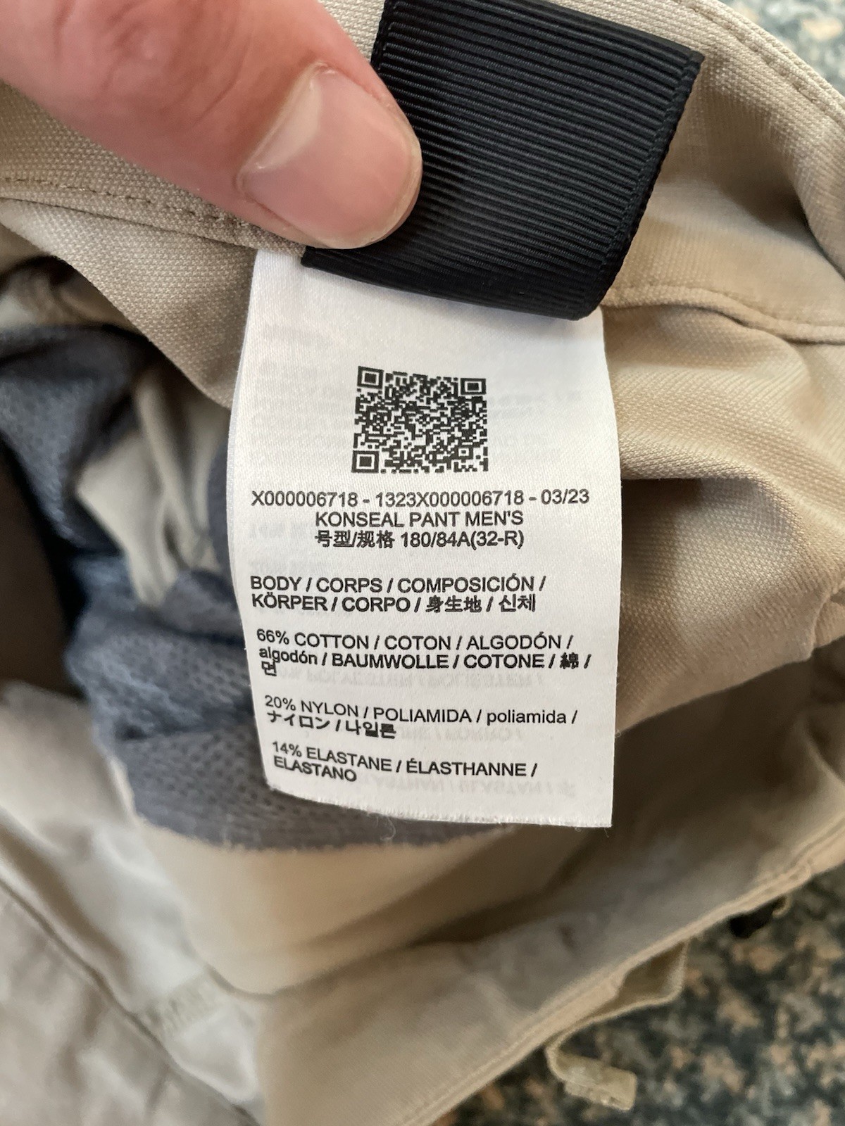 Arc’teryx Konseal Men’s Beige Stretch Canvas Straight Leg Pants 32R Pockets