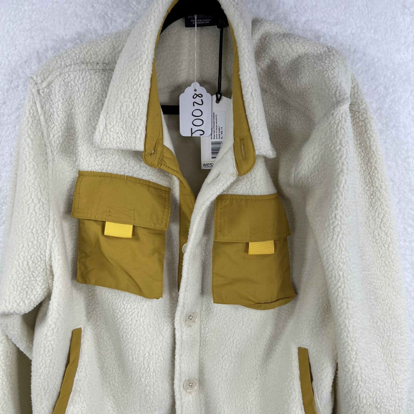 WESC NWT Sweden Sherpa Cargo Shacket Unisex XL / XXL Colorblock Overshirt Jacket
