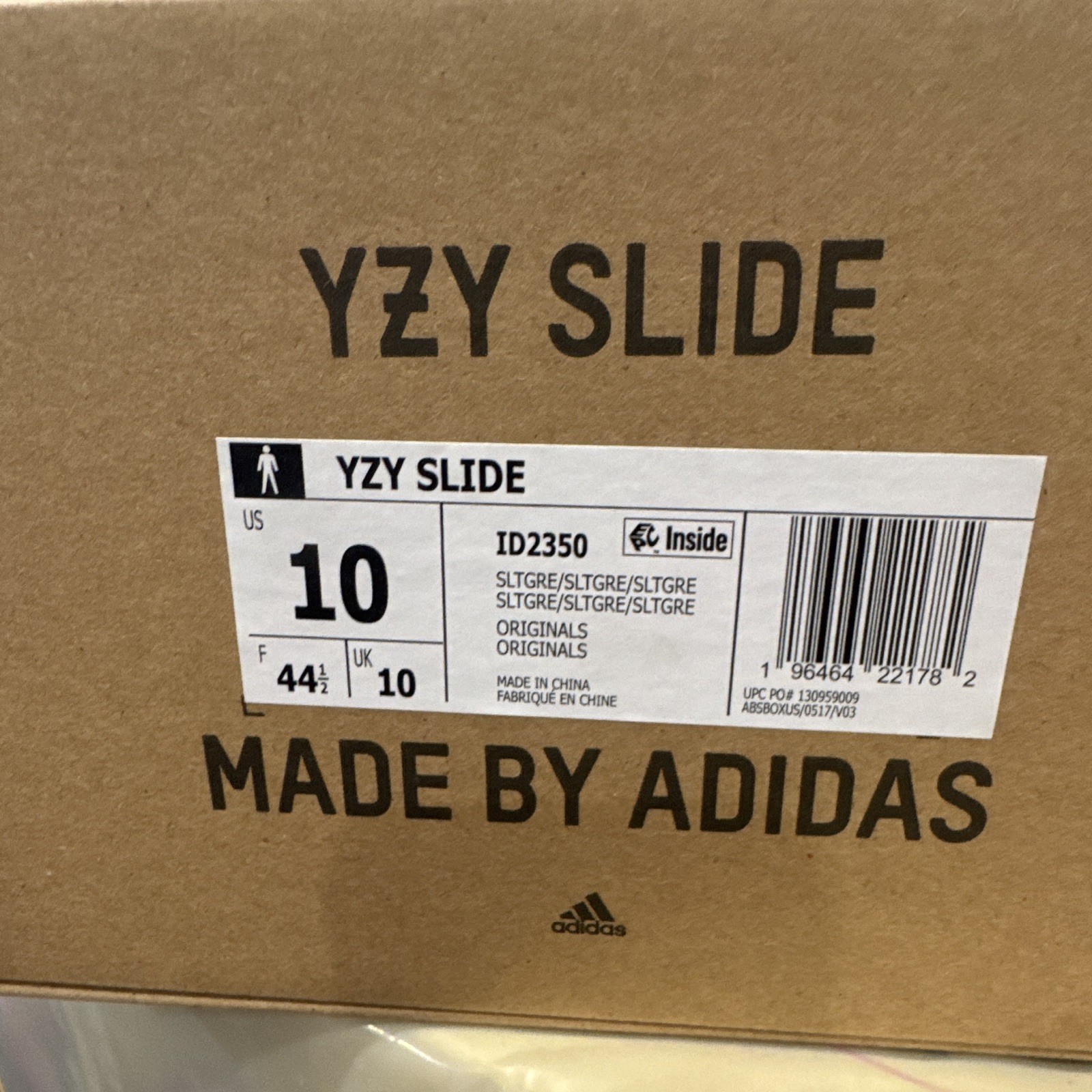 adidas Originals YZY Slide Gray Sandals US 10 EU 44.5 UK 10 ID2350