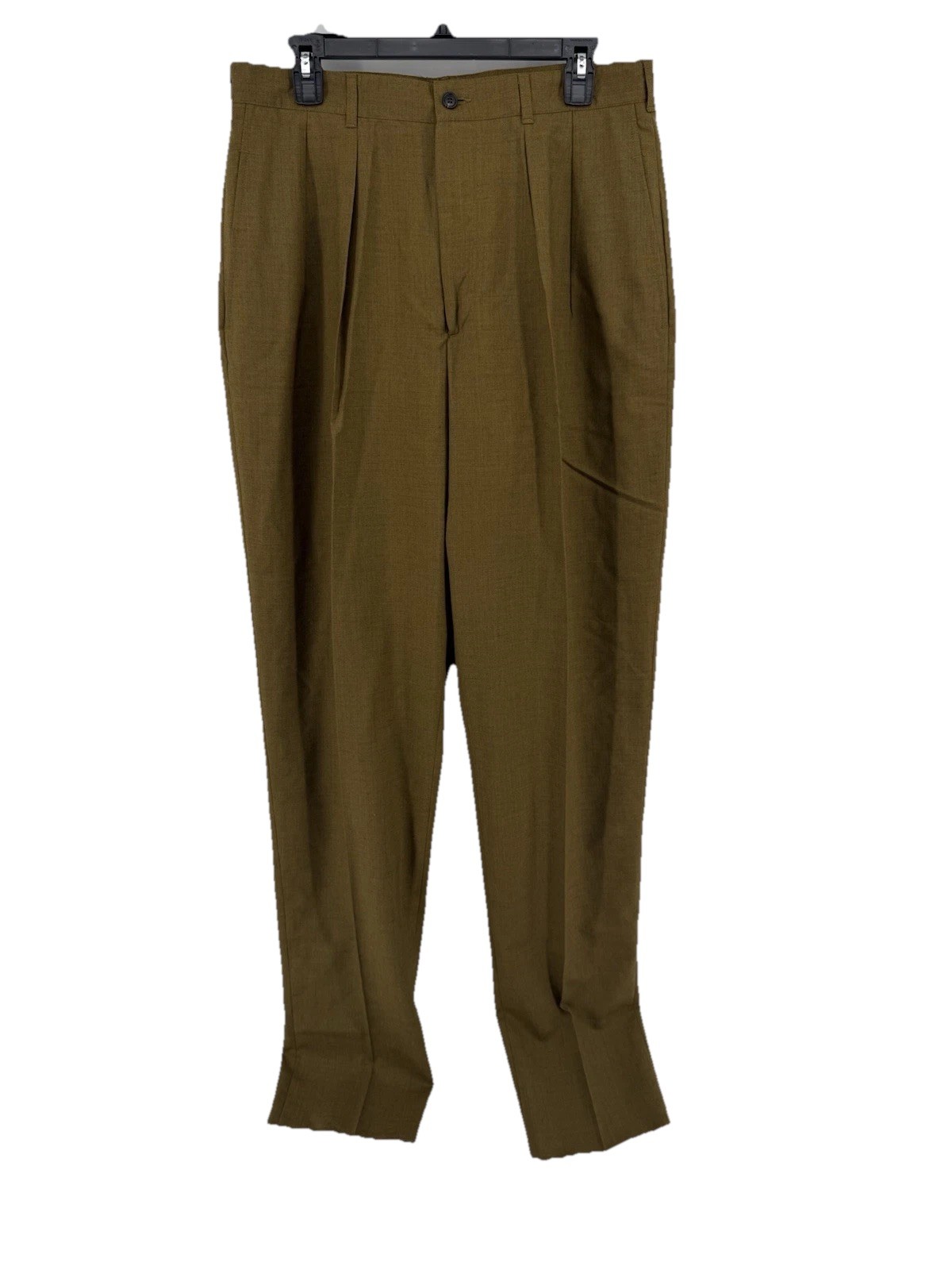 Vintage J.Crew Pants Mens 34 Brown Wool Oarsman Pleated High Waist UNHEMMED