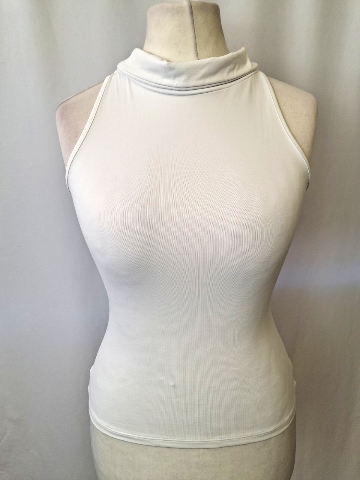 Morgan De Toi Y2K Vintage Turtleneck Tank Top White Stretch Women’s UK8 C6532