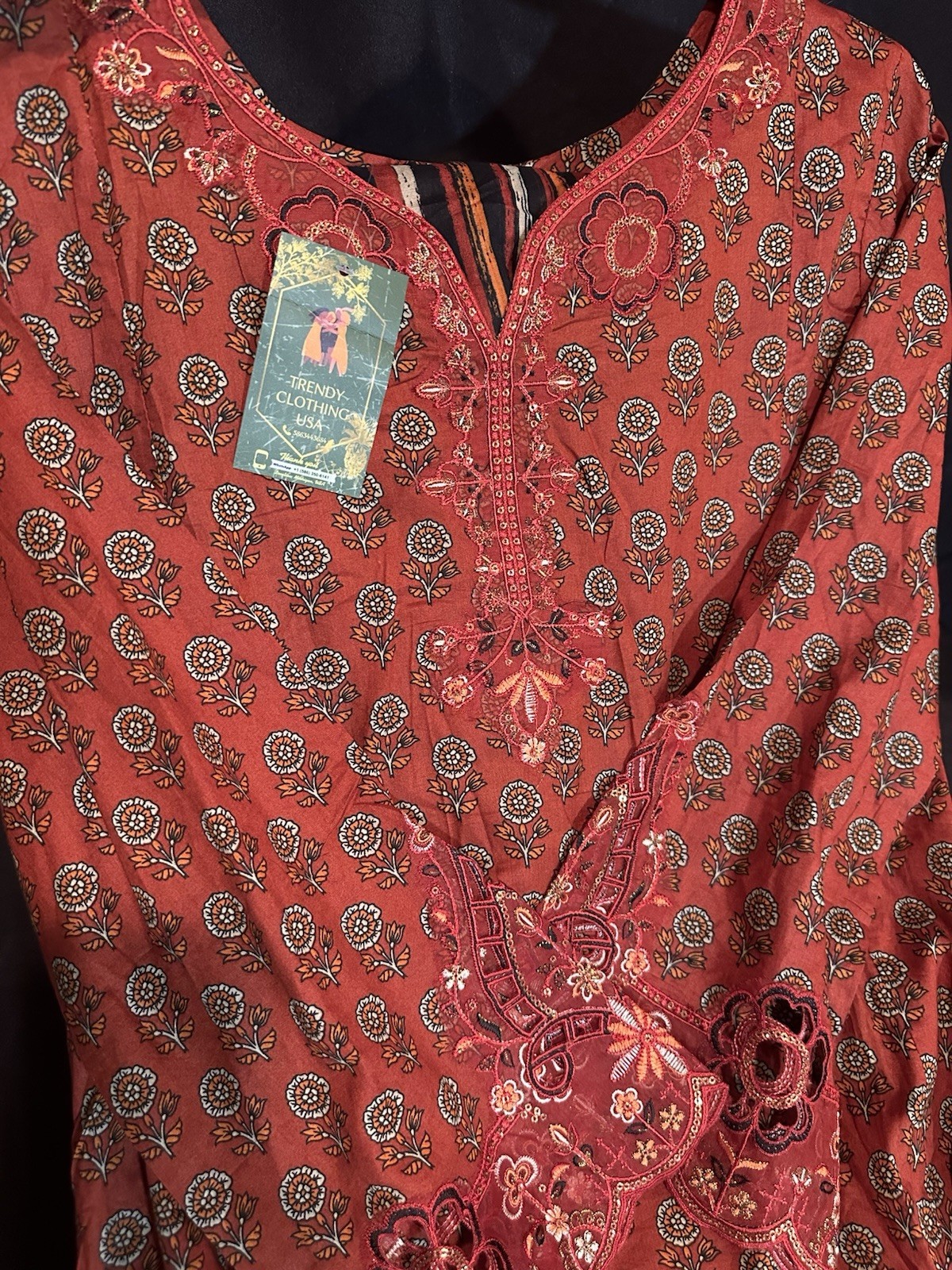 Bin Saeed Lawn Cotton 3 Pc Suit-premium Cut Work Emb- Aline Style-M & L – $44