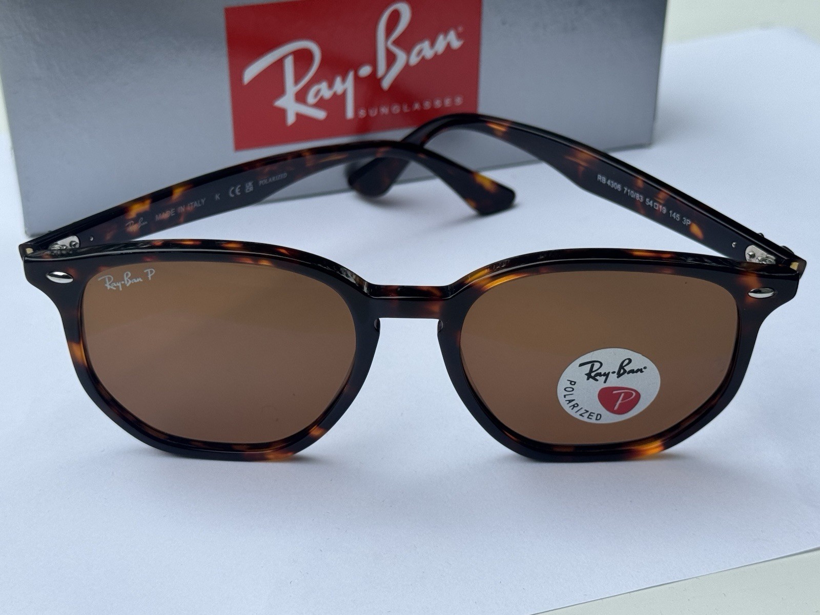 NEW Ray-Ban RB4306 710/83 Polished Light Havana/ Polarized Brown Sunglasses 54mm