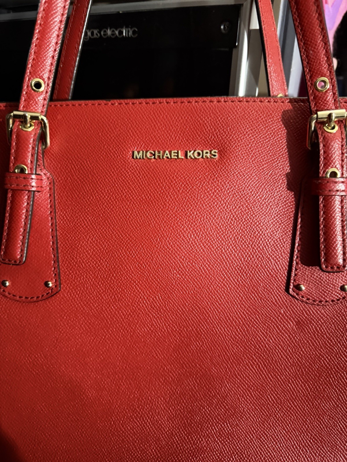 Michael Kors Voyager Large Leather Tote Shoulder Women Bag Dark Raspberry