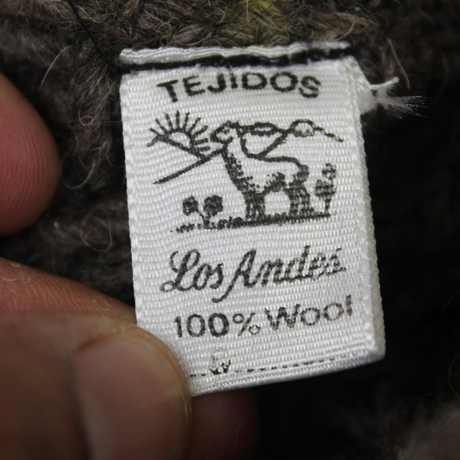 Tejidos Sweater Mens Large Brown Chunky Knit High Neck Heavy Wool Pullover Andes