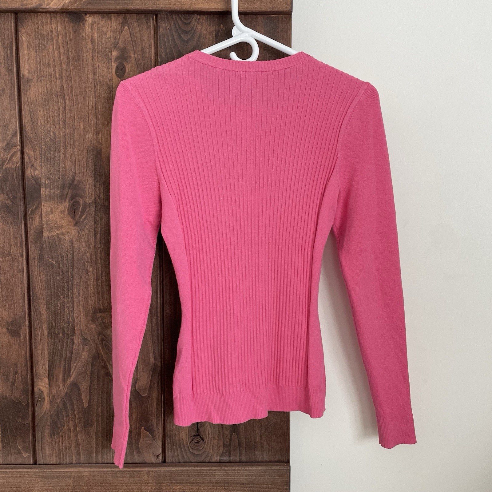 J Mclaughlin Pink Knit Sweater Womens Size XS ribbed Seaspray Buttons