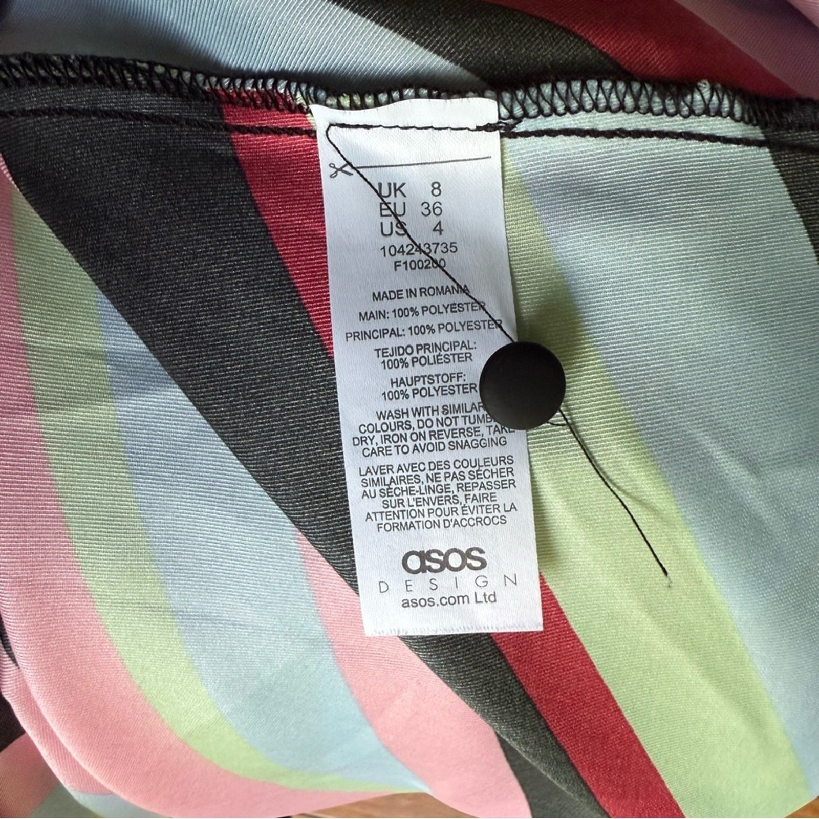 🌈 ASOS DESIGN Multi-Color Satin Wrap Dress – Size US 4 (UK 8 / EU 36)