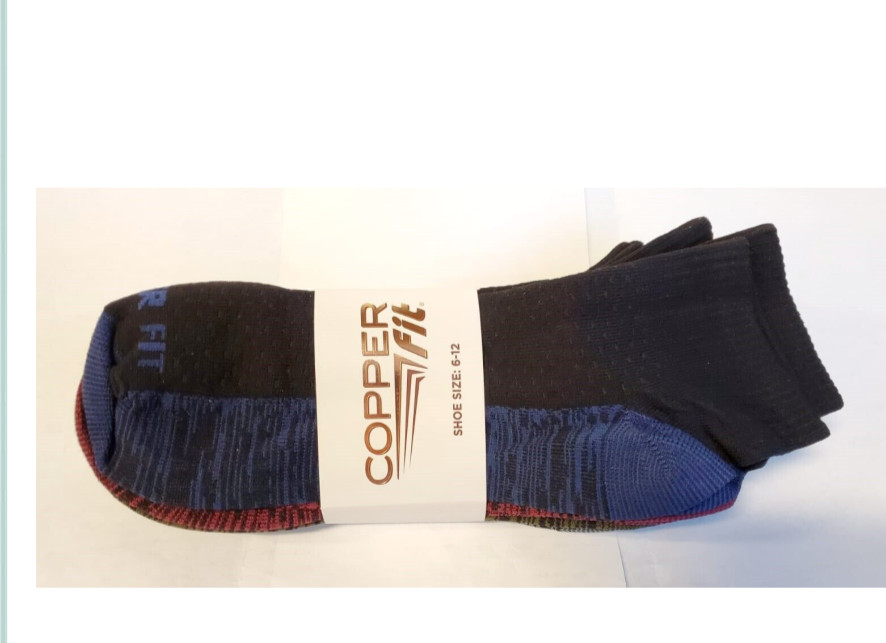 Copper Fit 5 Pack Men’s Cooling Quarter Socks Black, size M (6-12)