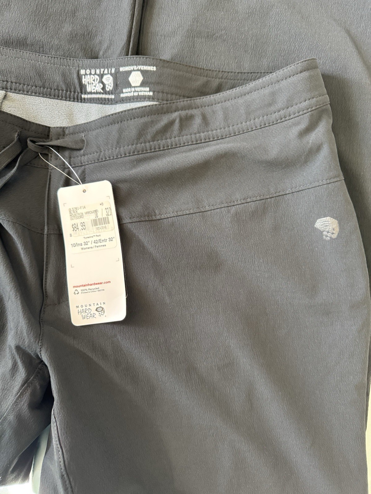 Mountain Hardwear Yumalina Pant Womens 10×32 Black Fleece Lined Softshell NWT