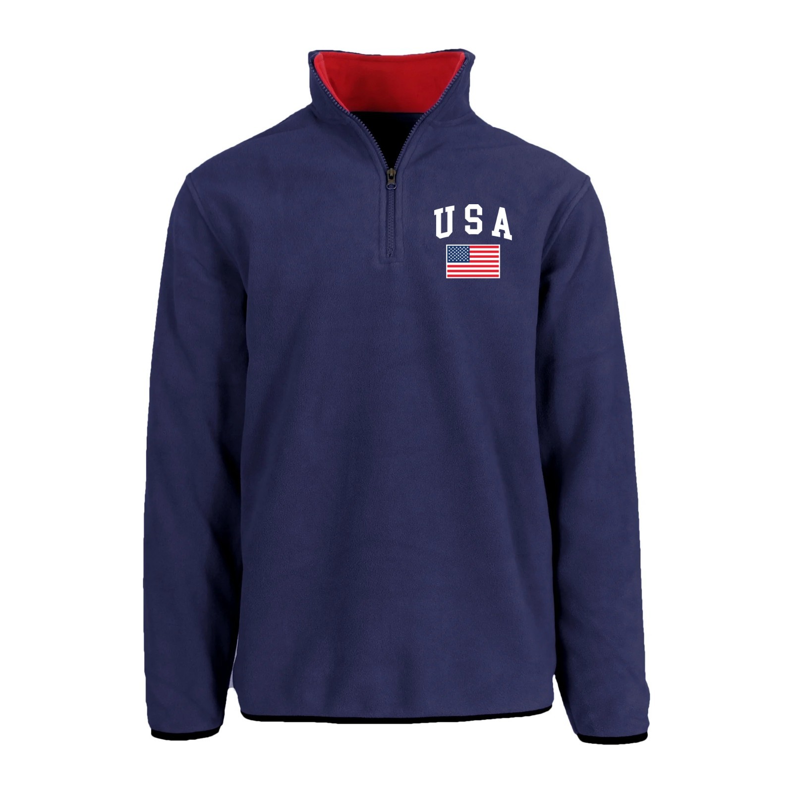 Men’s USA 1/4 Zip Thermal Fleece Pullover Long Sleeve Embroidered Sweatshirt