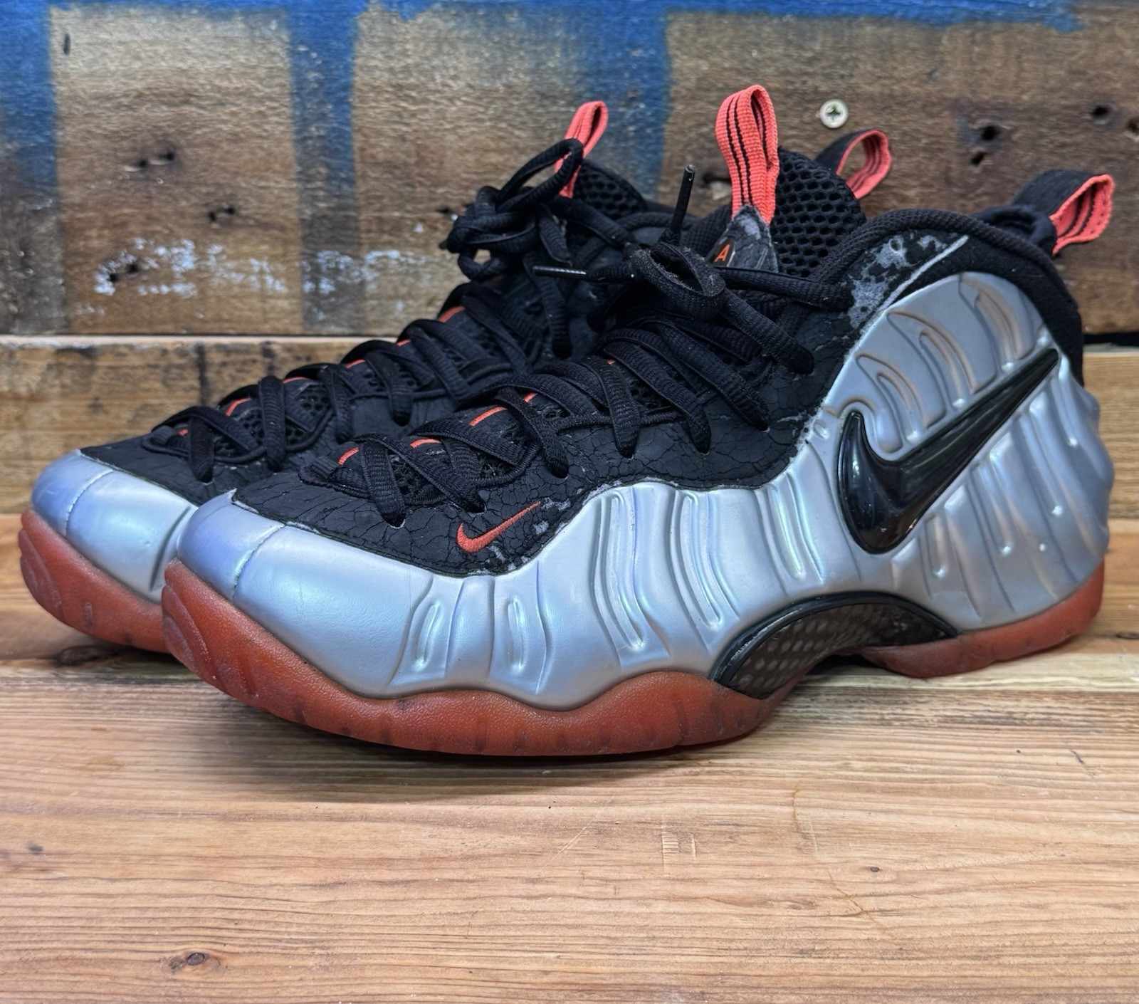 Size 11 – Nike Air Foamposite Pro Crimson Silver Red Black See Pictures