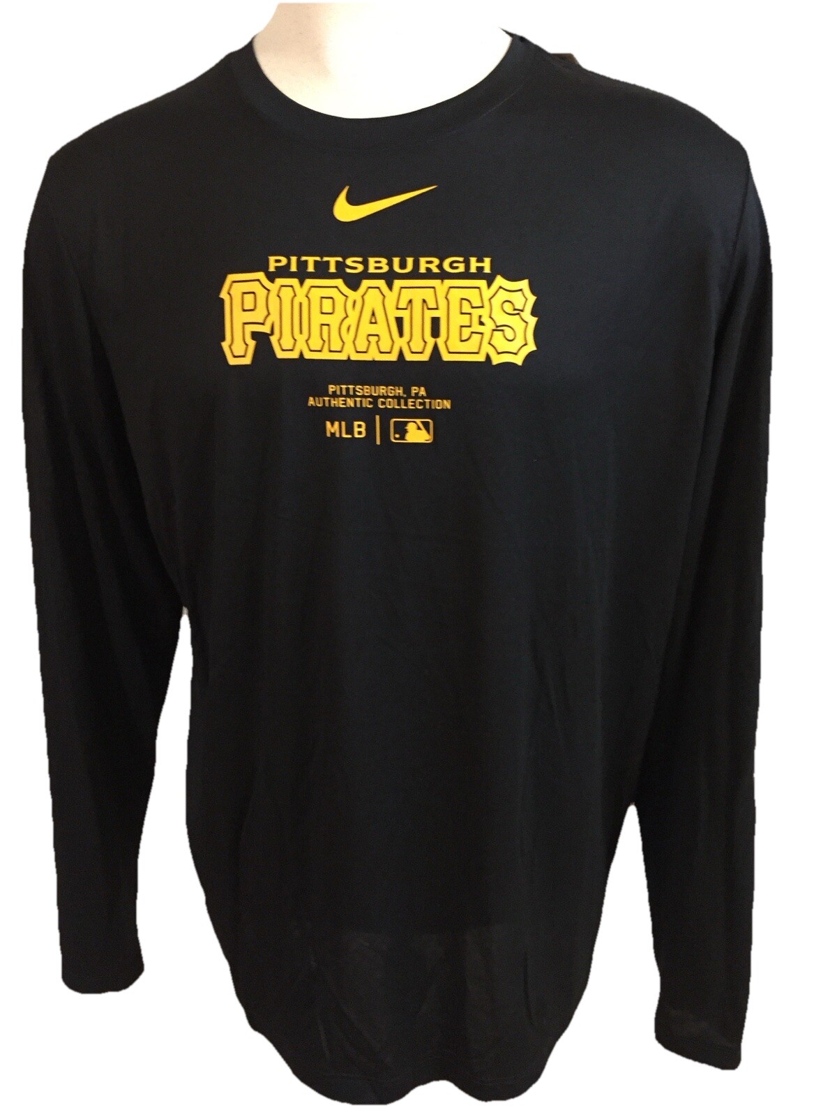 NWT Nike Men 2X Pirates Shirt L/S Baseball 015H-00A-PTB-J37 Black MLB Pittsburgh