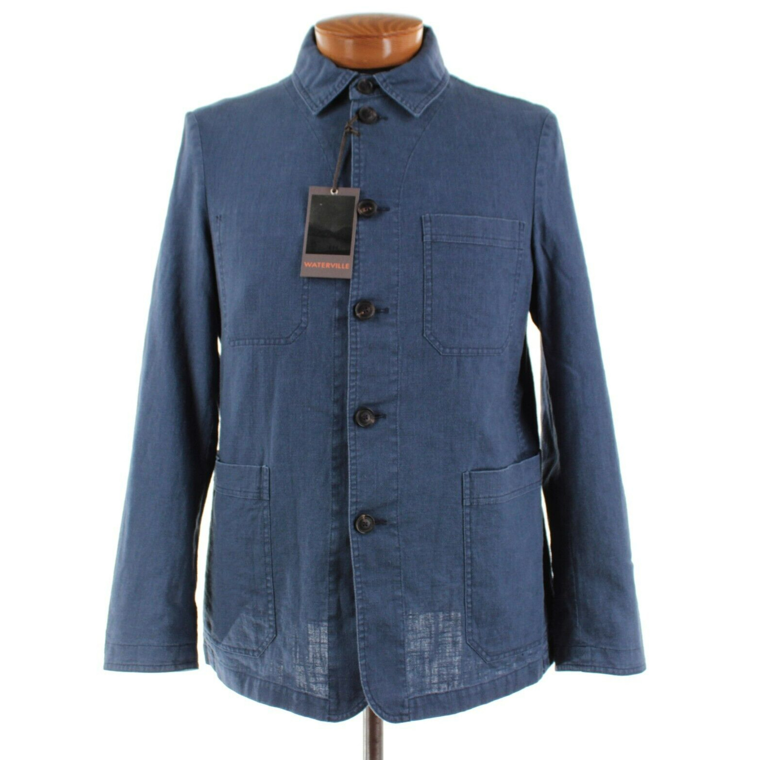 Waterville NWT 100% Linen Overshirt Size 50 (M US) Barret In Solid Blue