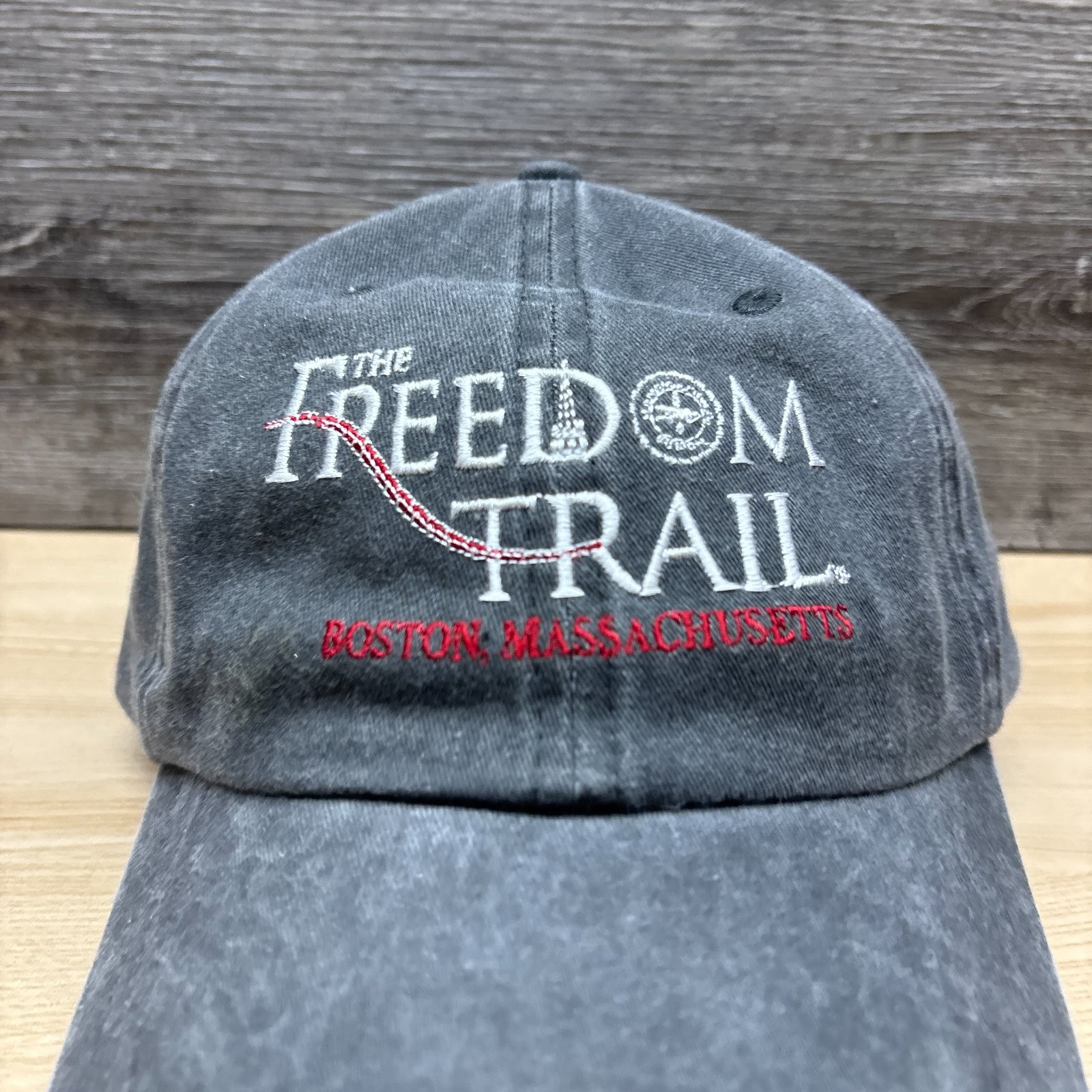 Freedom Trail Hat Cap Strap Back Gray Boston Massachusetts Paved With History
