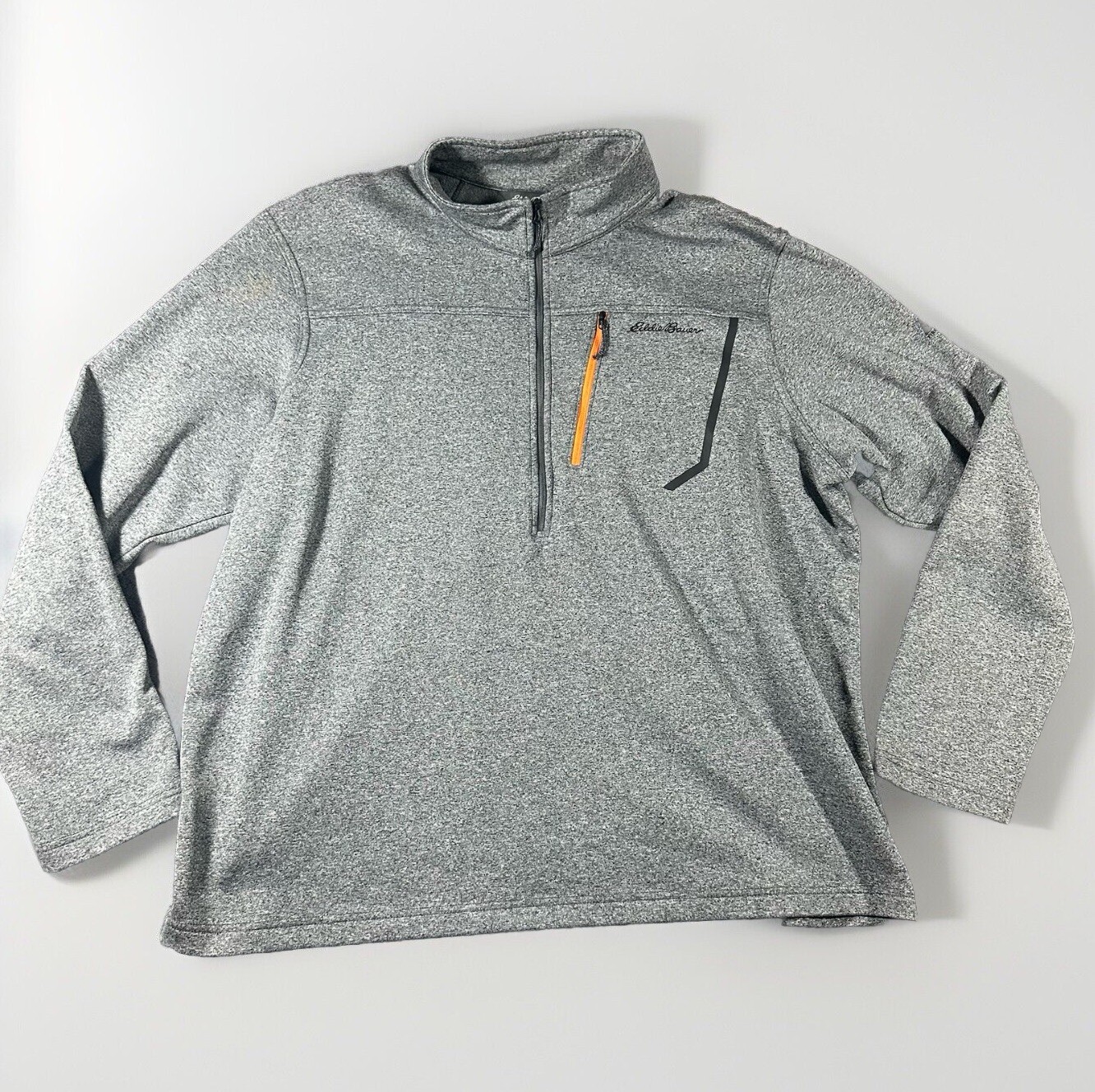 Eddie Baue 1/2 Zip Pullover 2XL Charcoal Gray Orange First Ascent Eco Outdoorsy