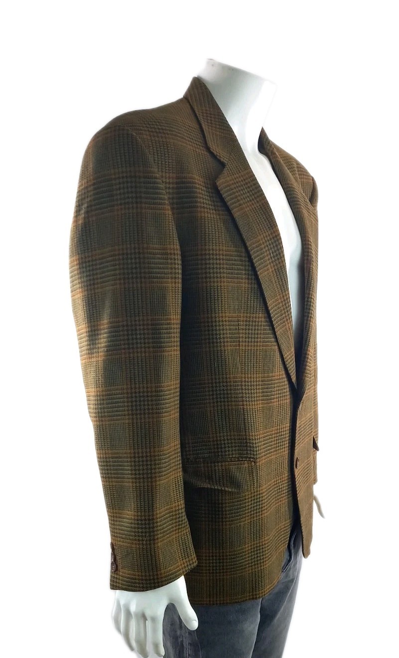 St Michael Vintage Mustard Prince of Wales Check Sports Jacket 42″ 107cm