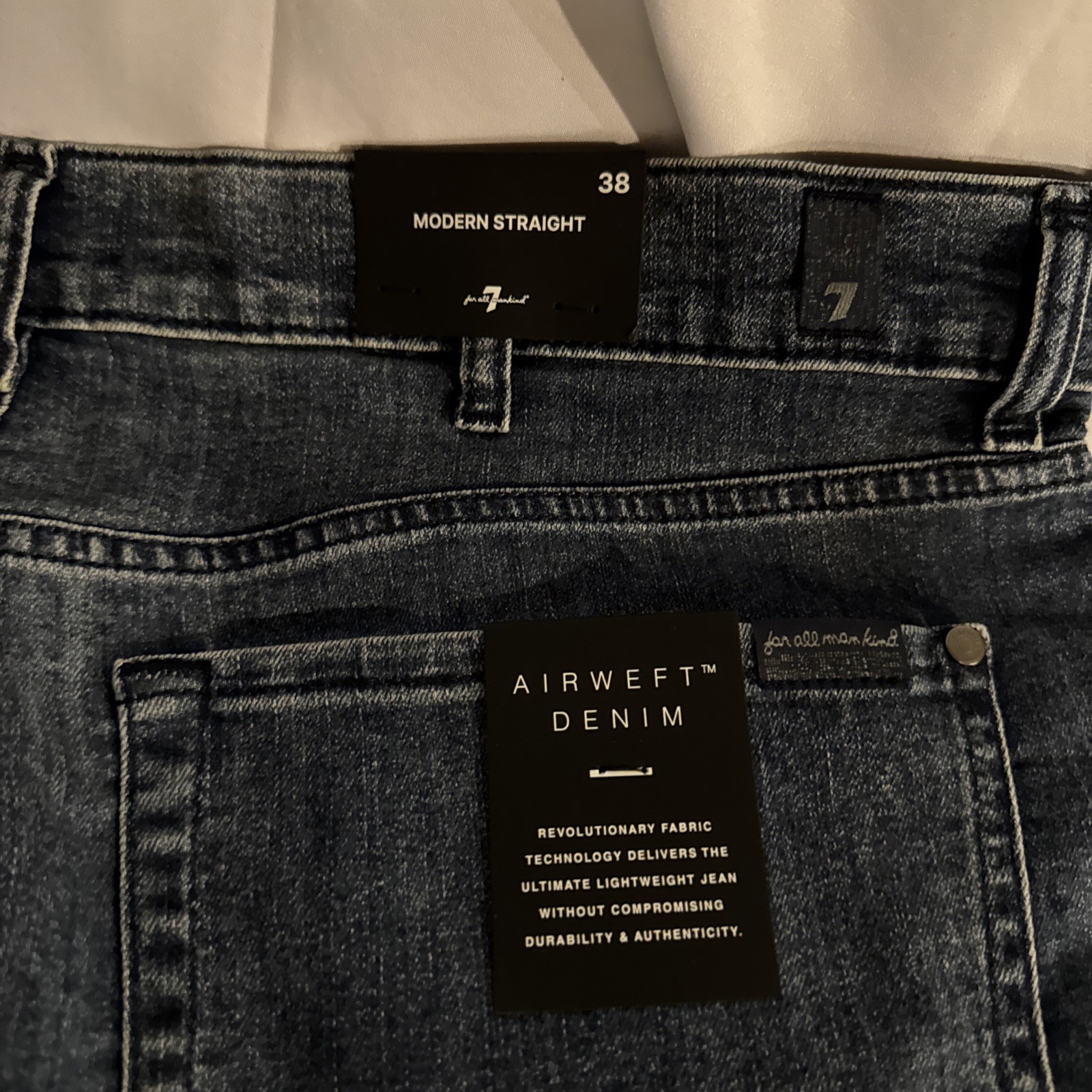 7 For All Mankind Modern Straight Jeans Mens 38 Denim Blue Landing 7TD8083L-1C5