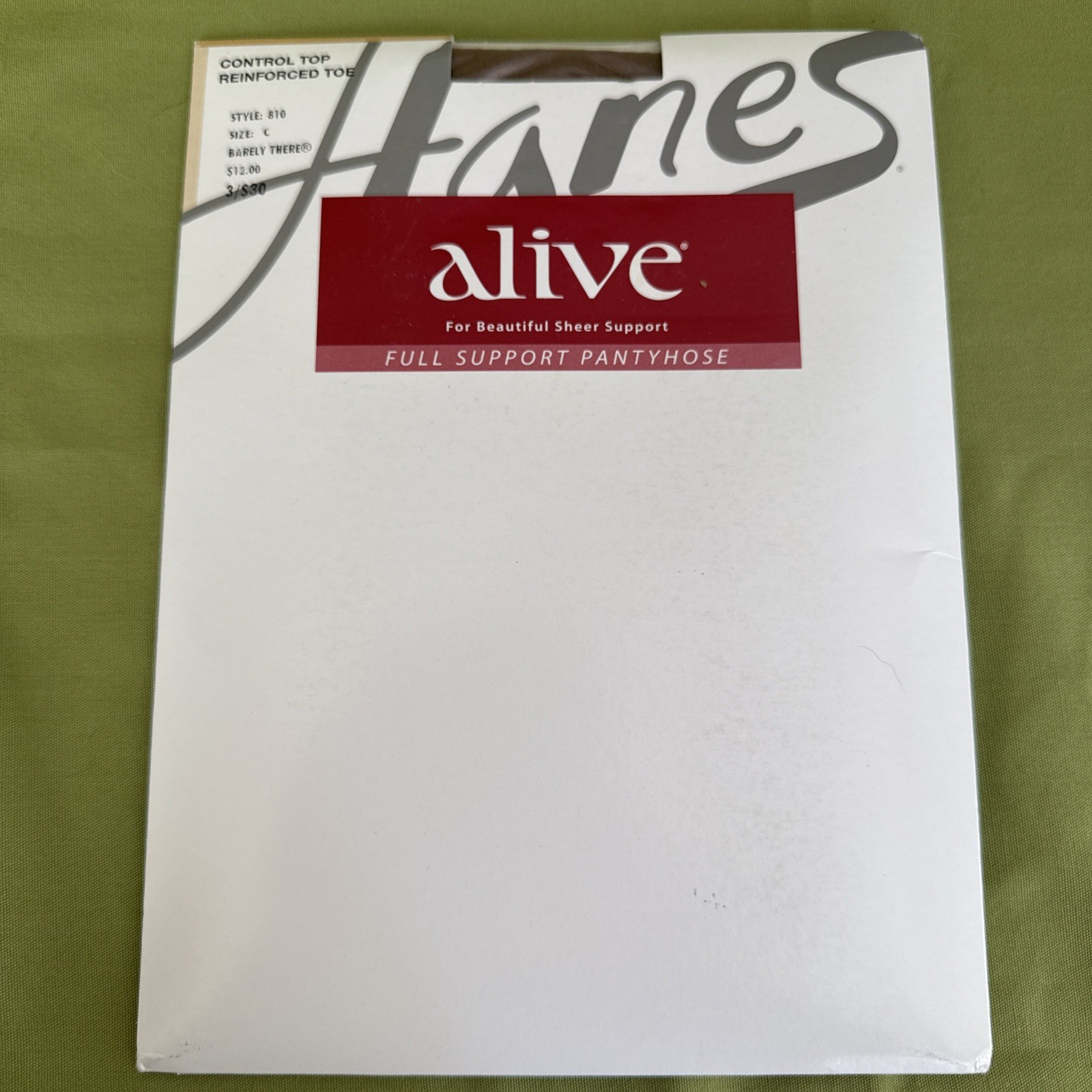Hanes Alive Pantyhose Full Spprt Cntrl Top Toe Sheer Sz C Q00810 Barely There