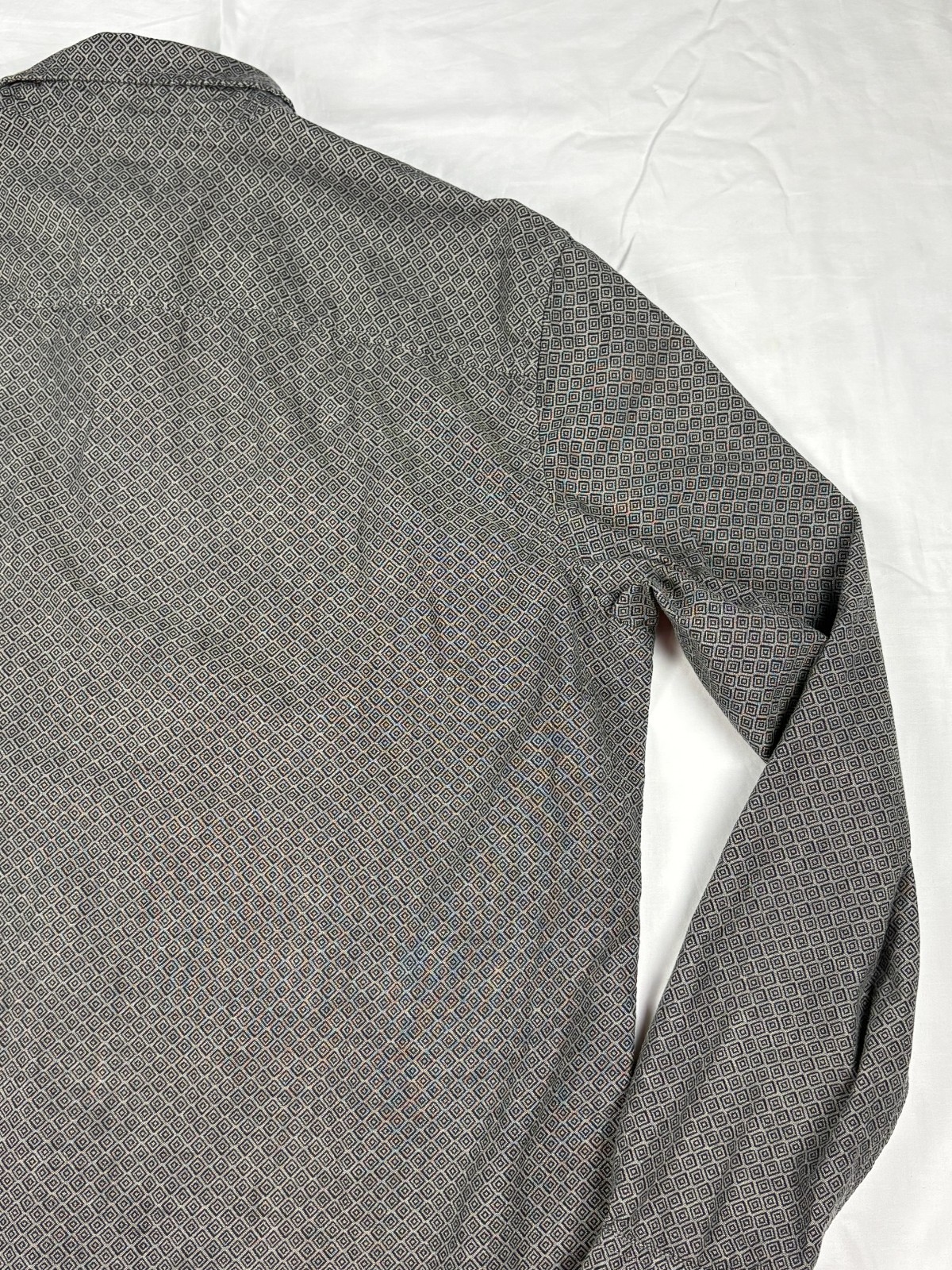 Timberland Men Shirt Long Sleeve Gray Charcoal Micro Pattern Cotton Pocket XL