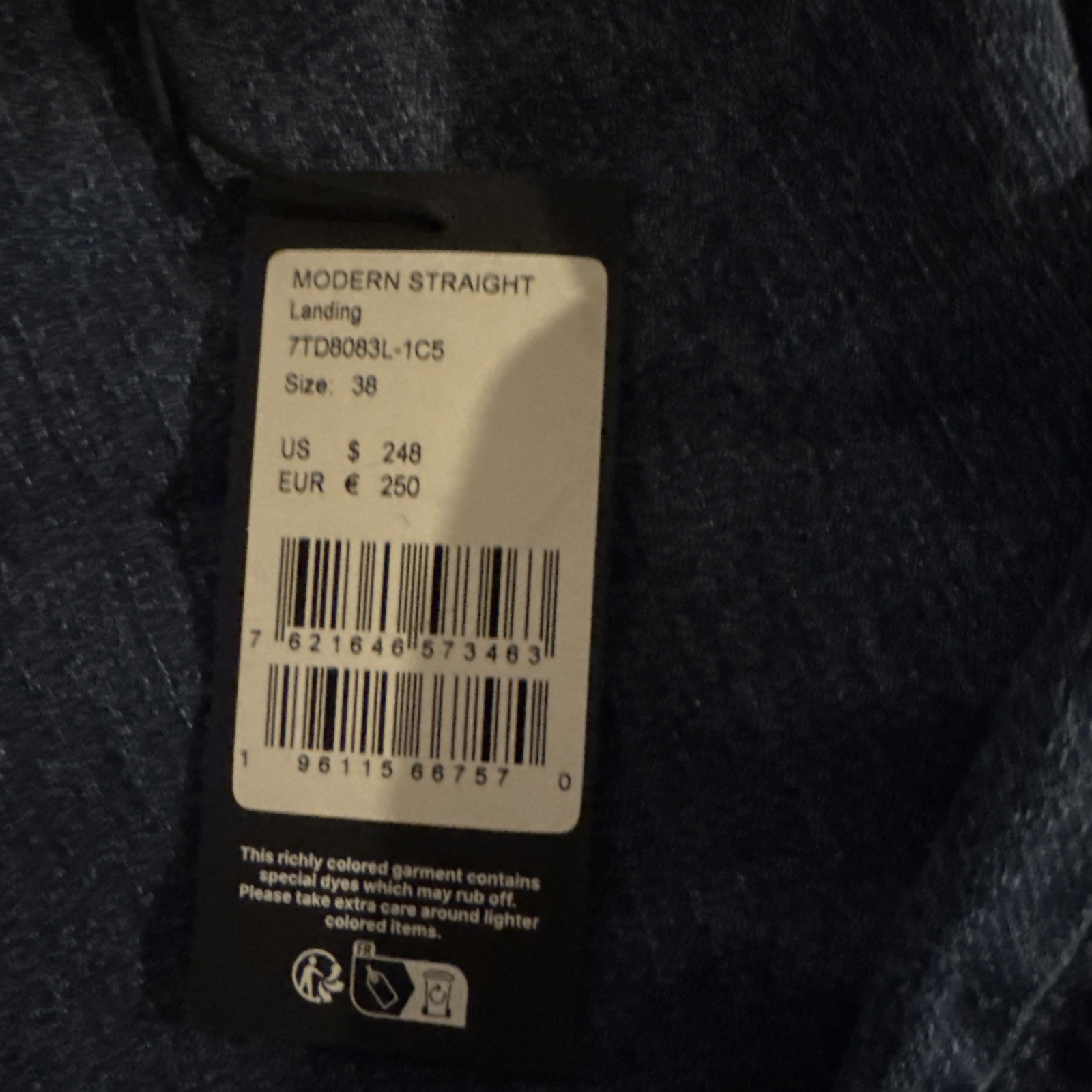 7 For All Mankind Modern Straight Jeans Mens 38 Denim Blue Landing 7TD8083L-1C5