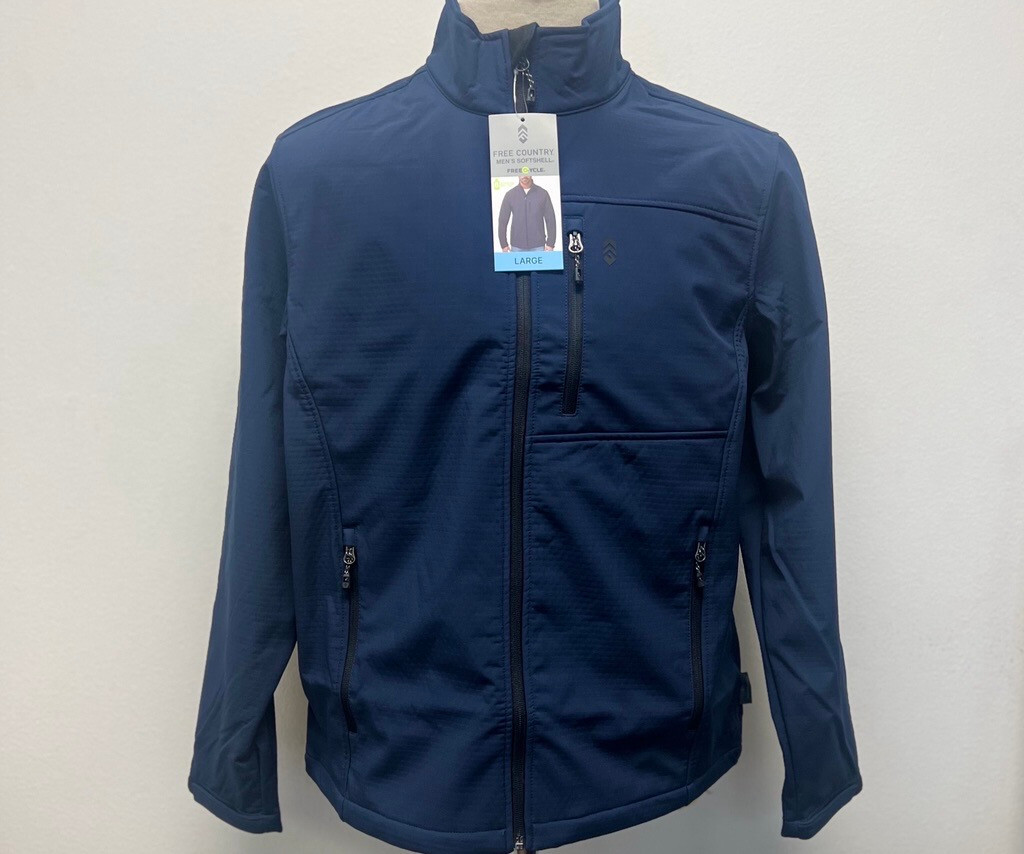 Free Country Men’s Recycled Navy Blue Softshell Fleece Jacket Size Large (42-44)