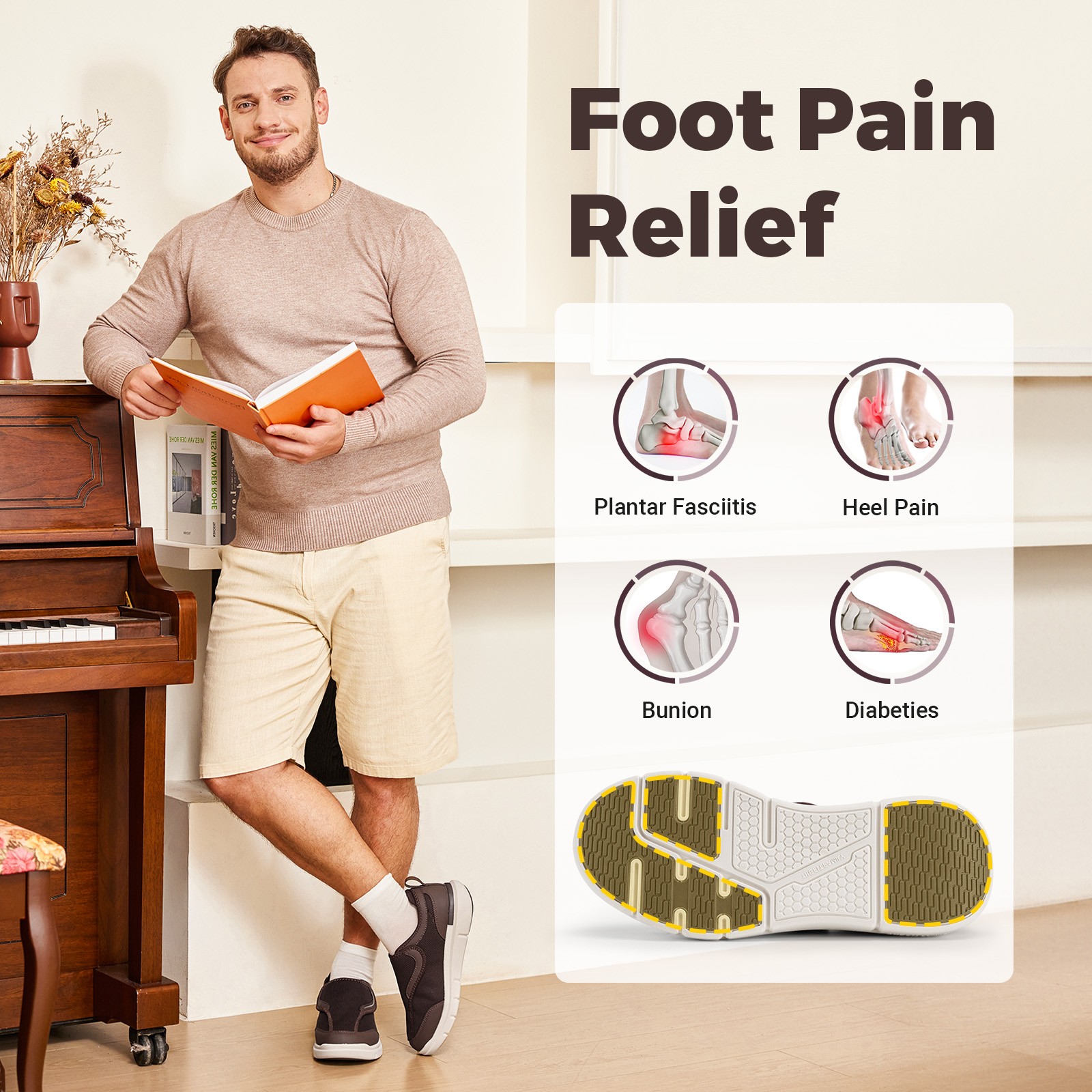 FitVille Diabetic Shoes for Men Wide Width for Swollen Feet Comfort Adjustable