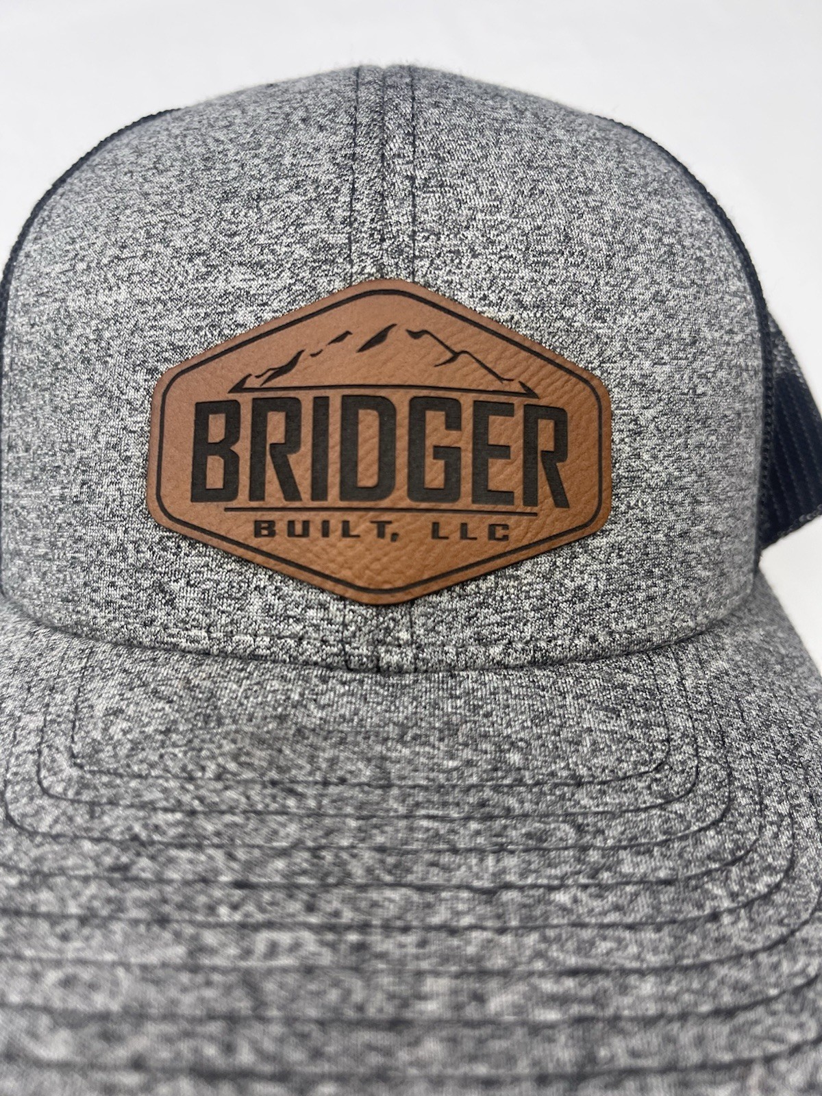 Richardson Trucker Hat Gray/Black Mesh Back Adjustable Bridger Built Patch