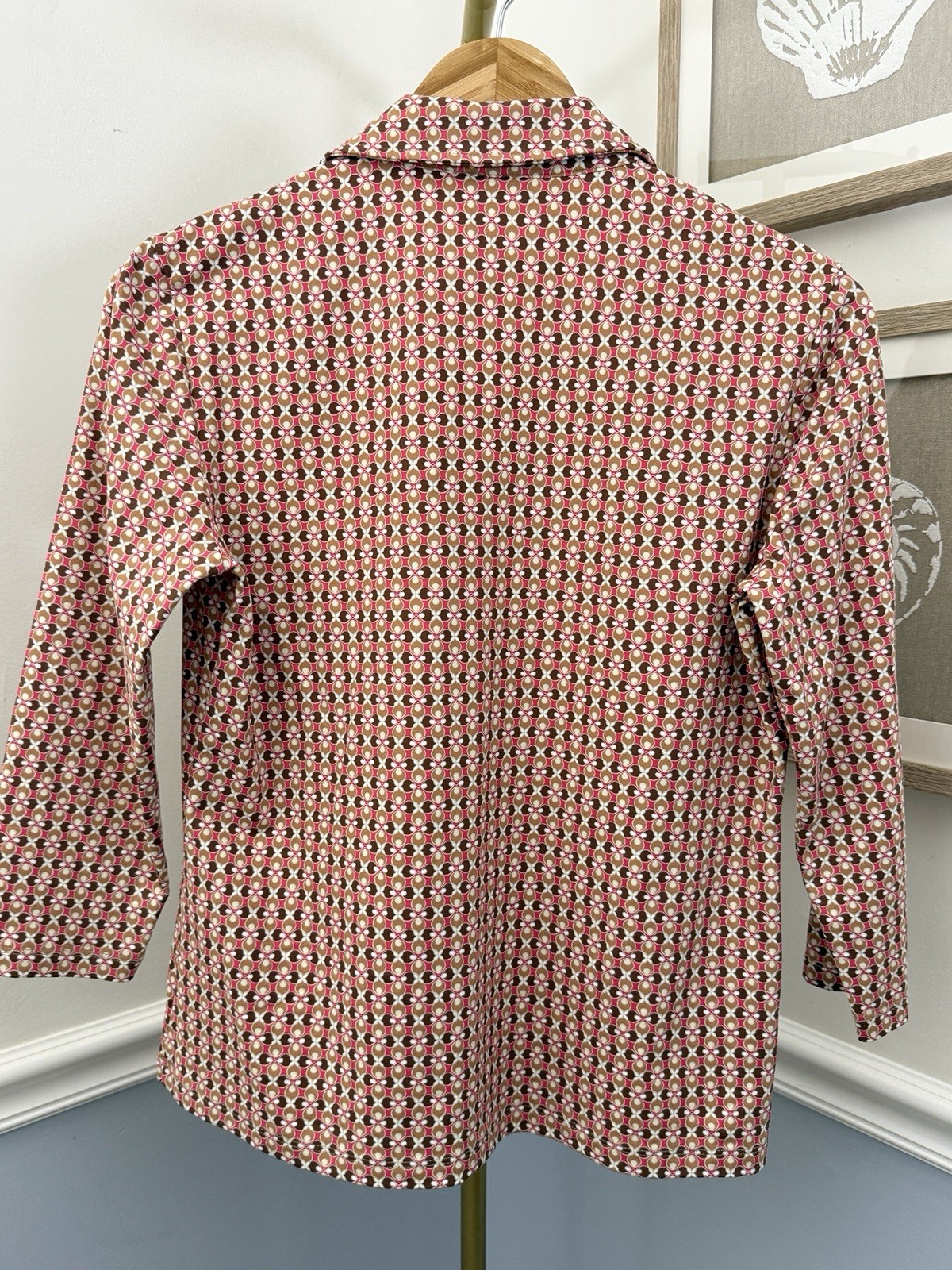 ⭐J.McLaughlin- Women’s MEDIUM Aida Top Pink Brown Geometric