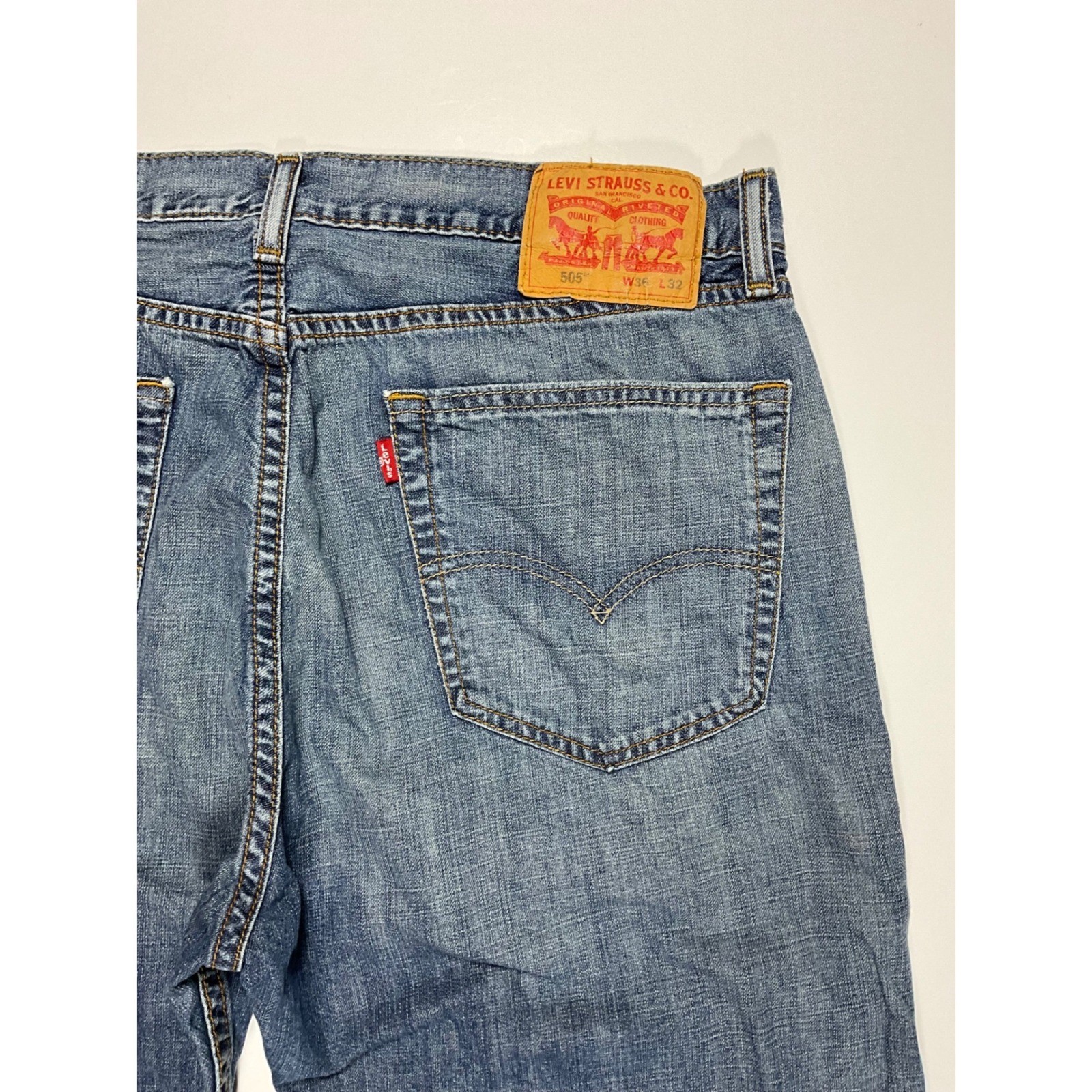 Levis 505 Mens Regular Fit Straight Leg Jeans W36 L32 Classic