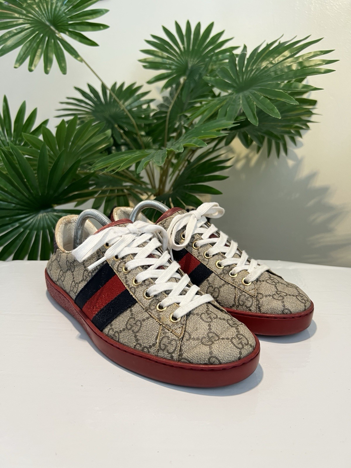 Gucci Ace GG Supreme Canvas Low Top Casual Sneaker Men’s Ebony 429445 U.S 7