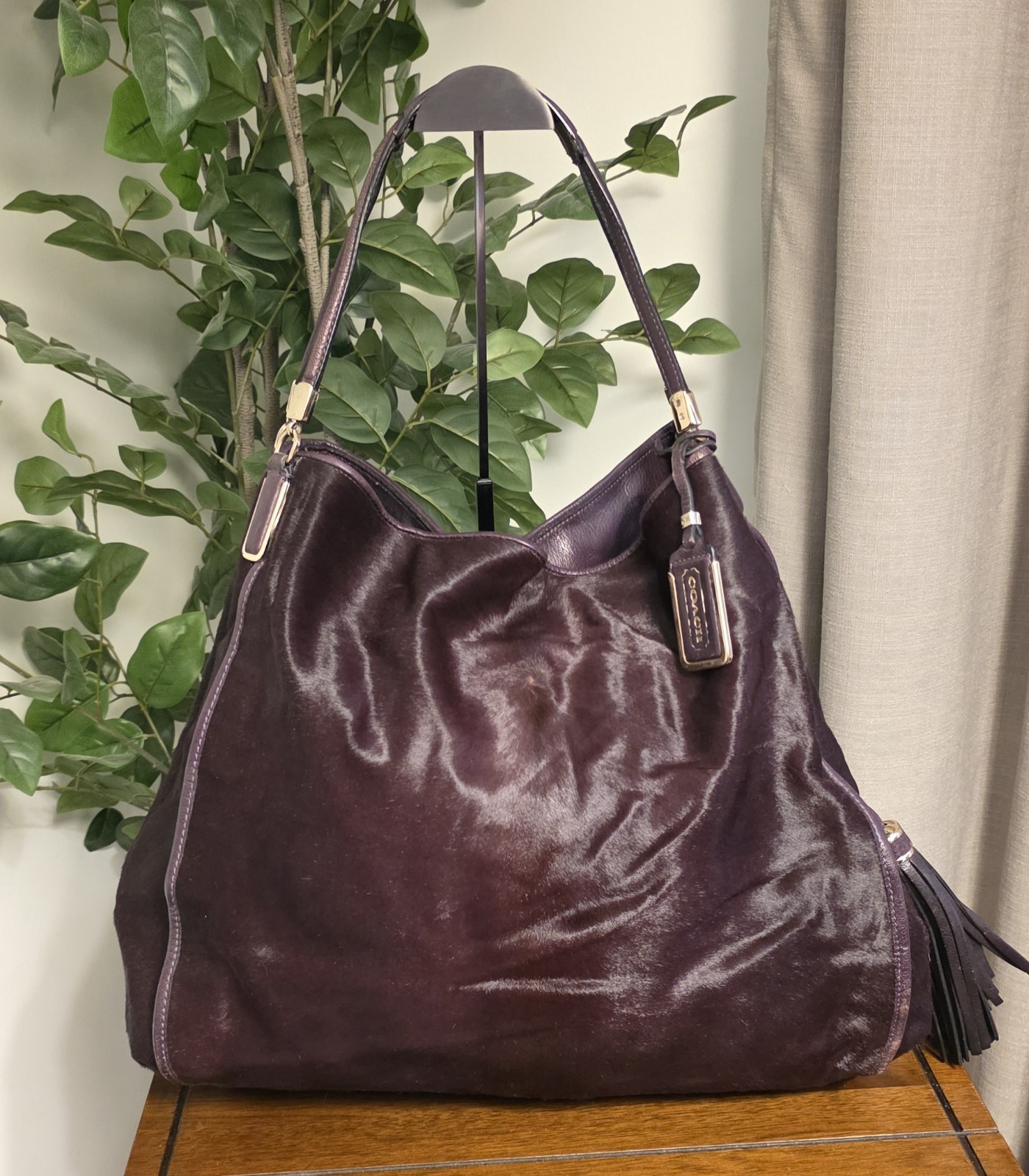 Coach CALFHAIR Purple Madison Phoebe Shoulder Bag Purse Handbag