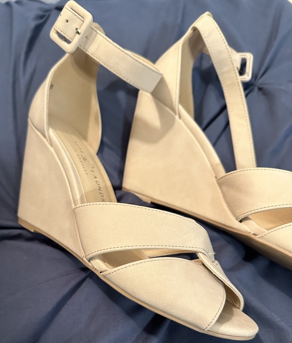 Chinese Laundry Wedge Heels With Ankle Strap In Nude