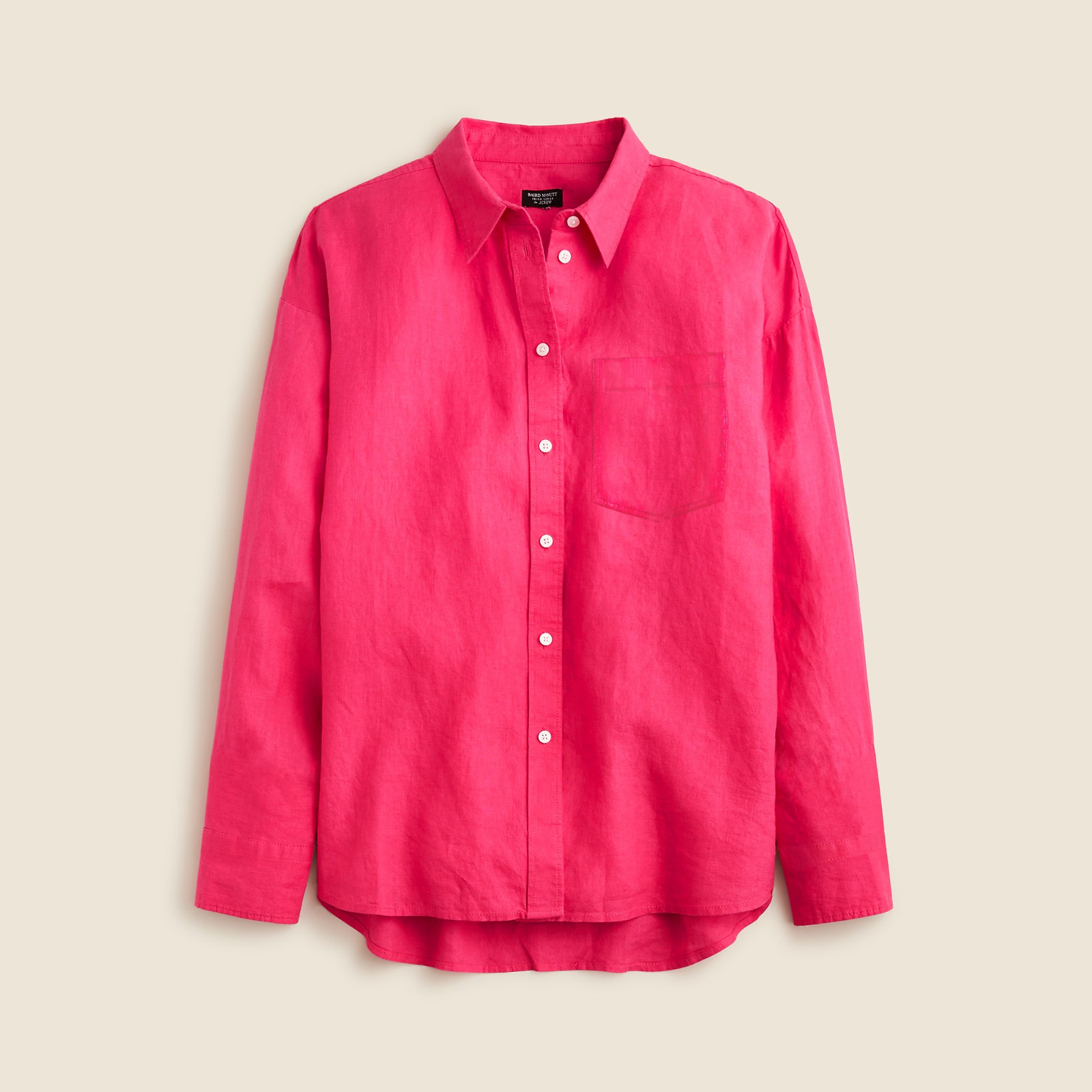 NWT S J.Crew Etienne Oversized Fuchsia Raspberry Shirt Baird McNutt Irish linen