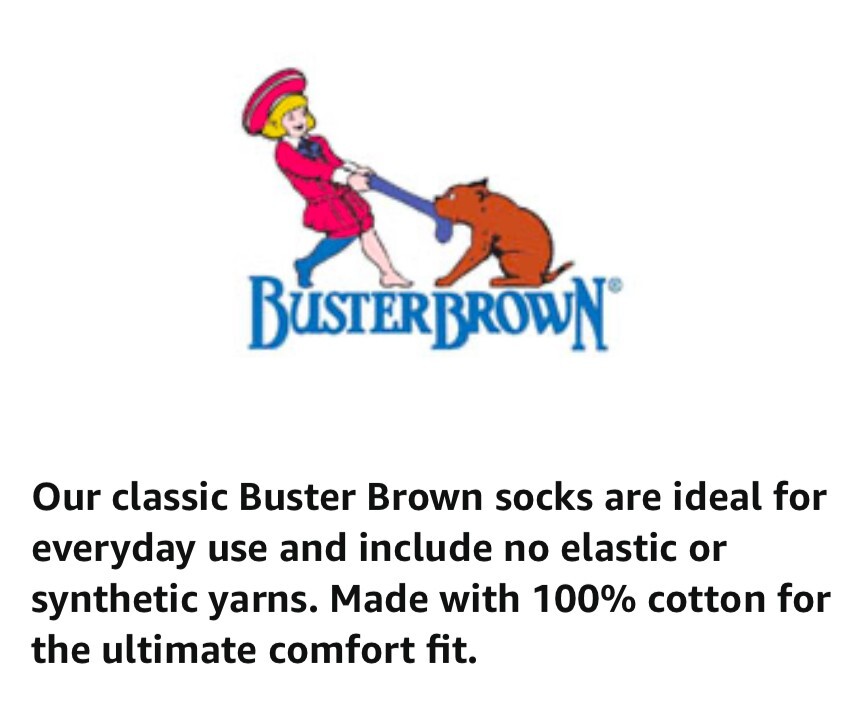 Buster Brown 100% Cotton Anklet Socks 6 Pairs Black White No Elastic Sz Opt