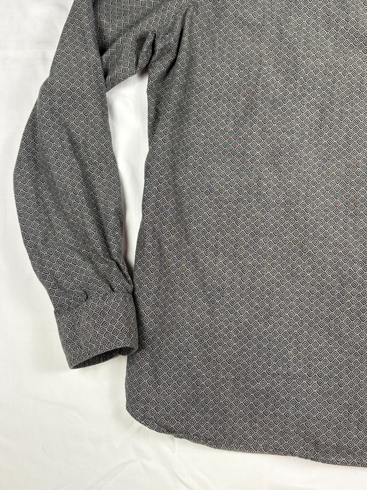 Timberland Men Shirt Long Sleeve Gray Charcoal Micro Pattern Cotton Pocket XL