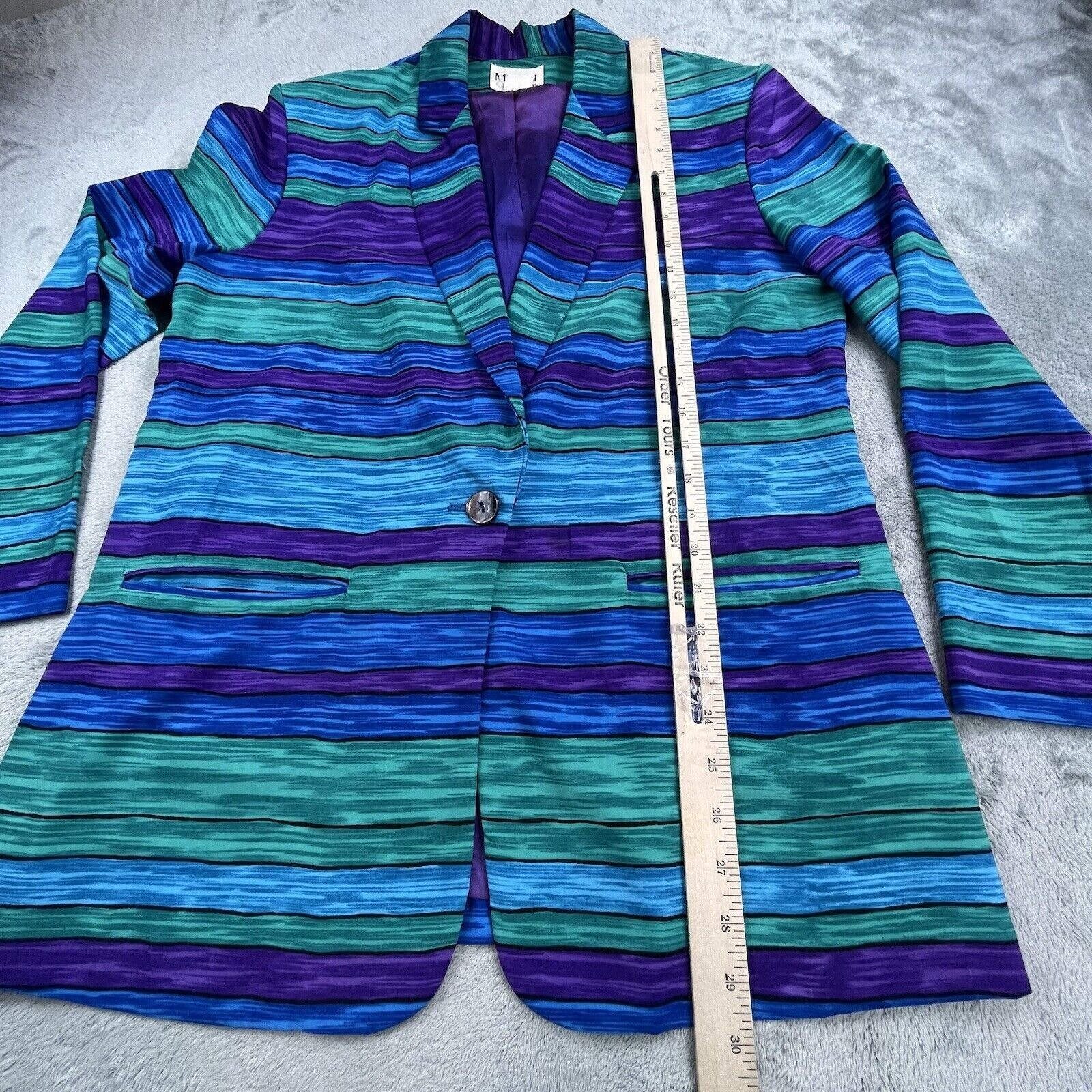 VTG Michael & Company Womens 8 ColorBlock Purple Rave Blouse Tunic USA Made BOHO
