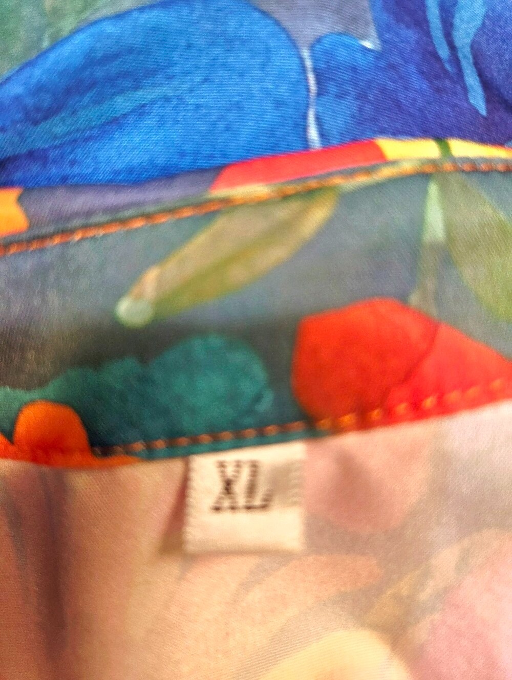 Bright Funky Flower Button-Up Blouse, Multicolor, Size XL