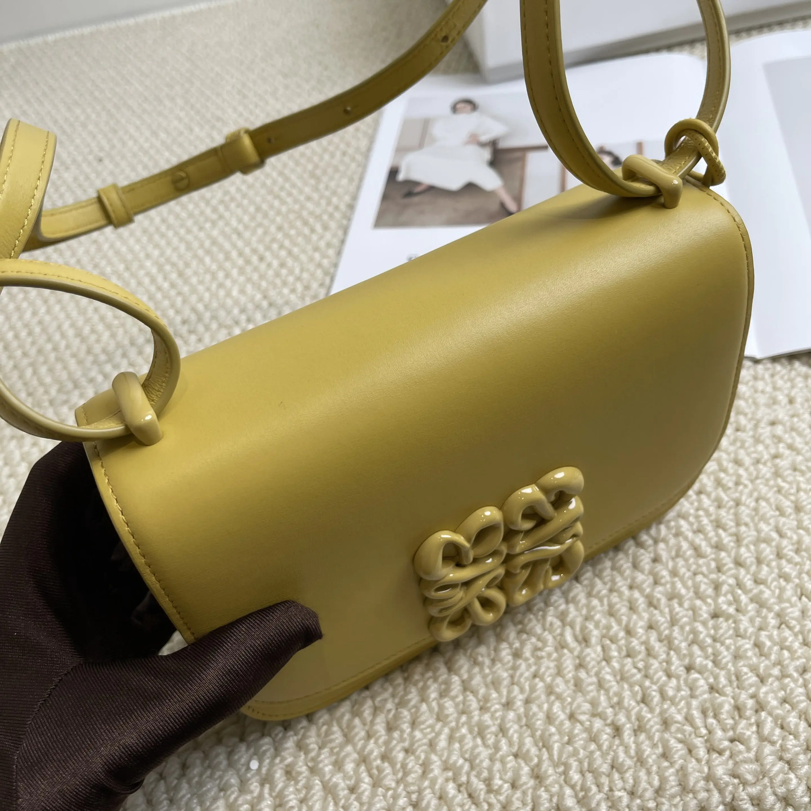 Loewe Goya Leather Yellow Glaze Small Shoulder Bag