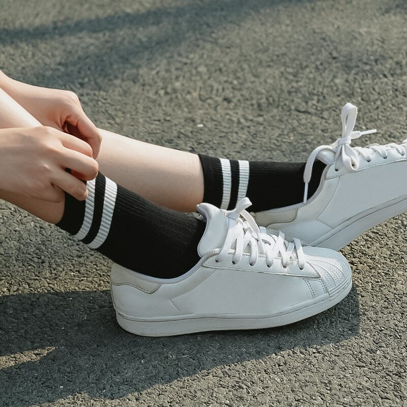 Socks School Cotton Loose Striped Crew Sport Colorful Women Sox Harajuku