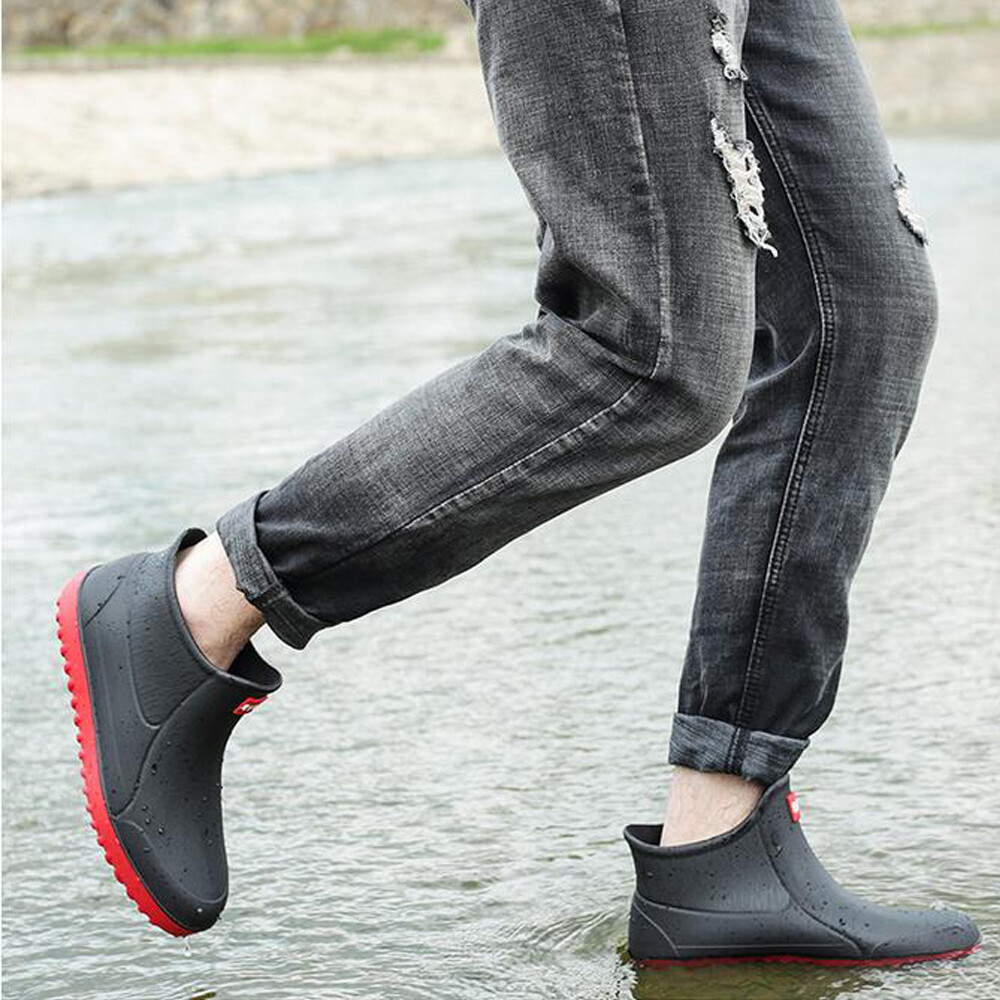 Men’s Short Rain Rubber Boots Waterproof Ankle Deck Shoe Fishing Garden Out Size