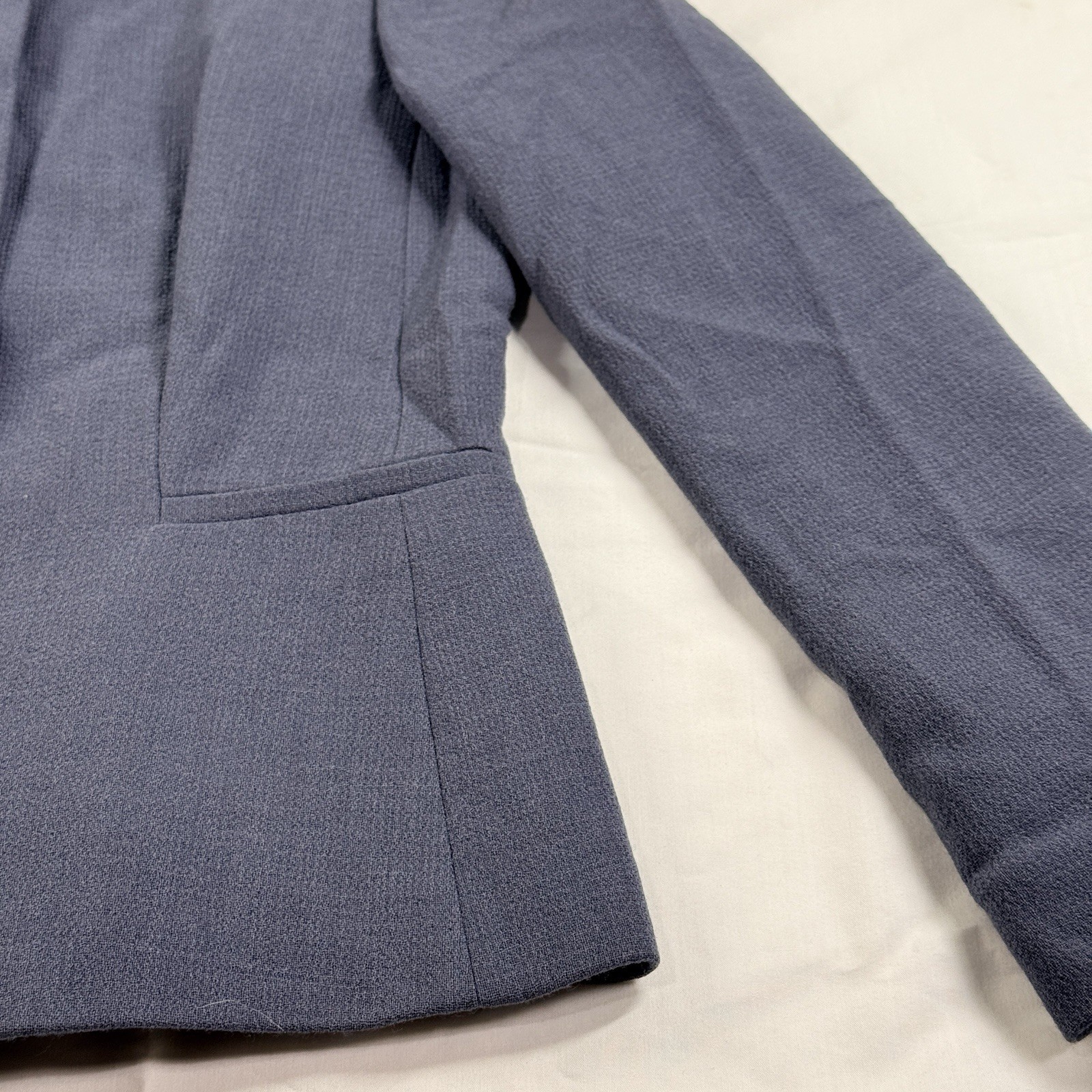 Lafayette 148 Wool Peplum Zip Blazer Jacket Blue Minimalist Luxury Women 4