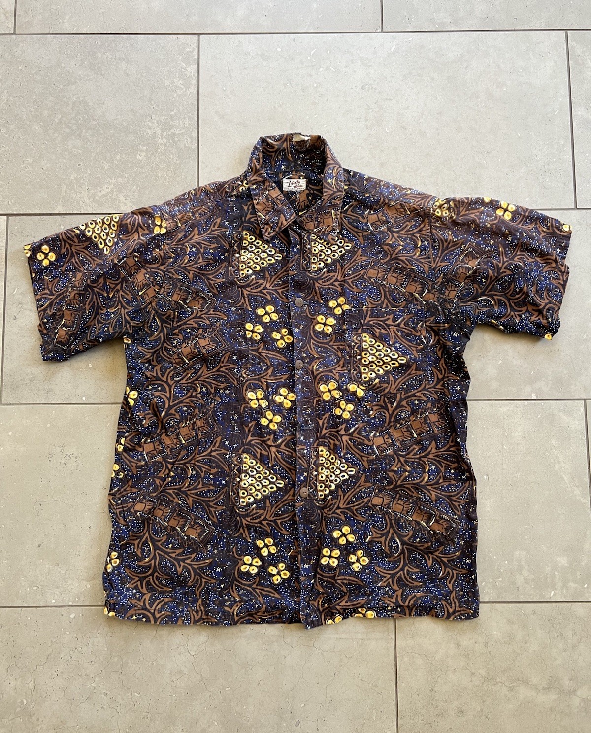 Vintage 40s 50s The Liberty House Loop Collar Hawaiian Cotton Shirt XL RARE READ