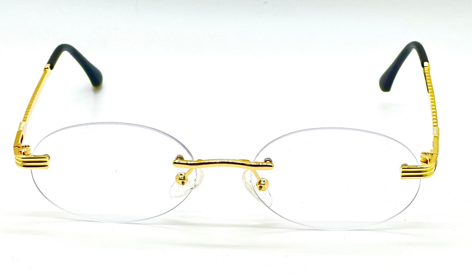 Vintage Gold Frame Rimless Luxury Men’s Hip Hop Clear Lens Retro Fashion Glasses