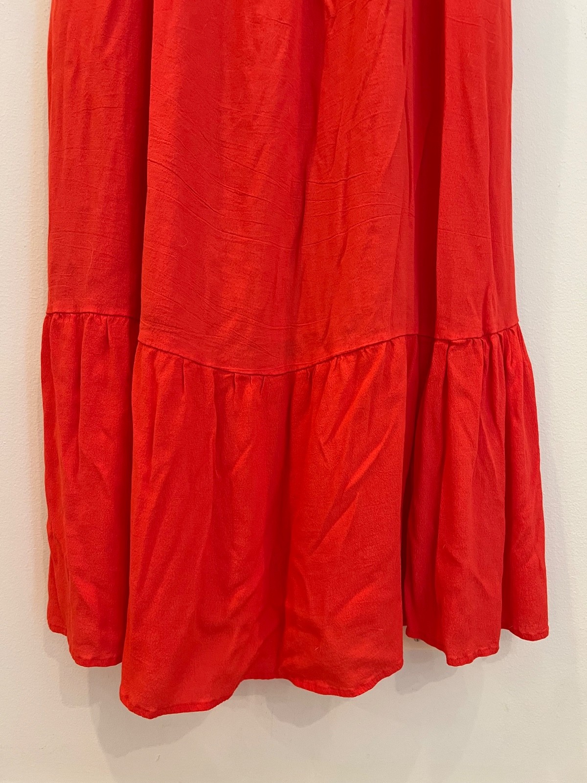 Baltic Born Dress Extra Large Ilona Cherry Red Maxi Puff Sleeve Tiered Lined
