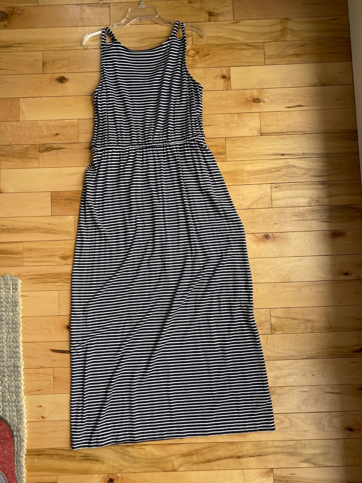 Womens LL Bean striped cotton maxi dress size S in EUC