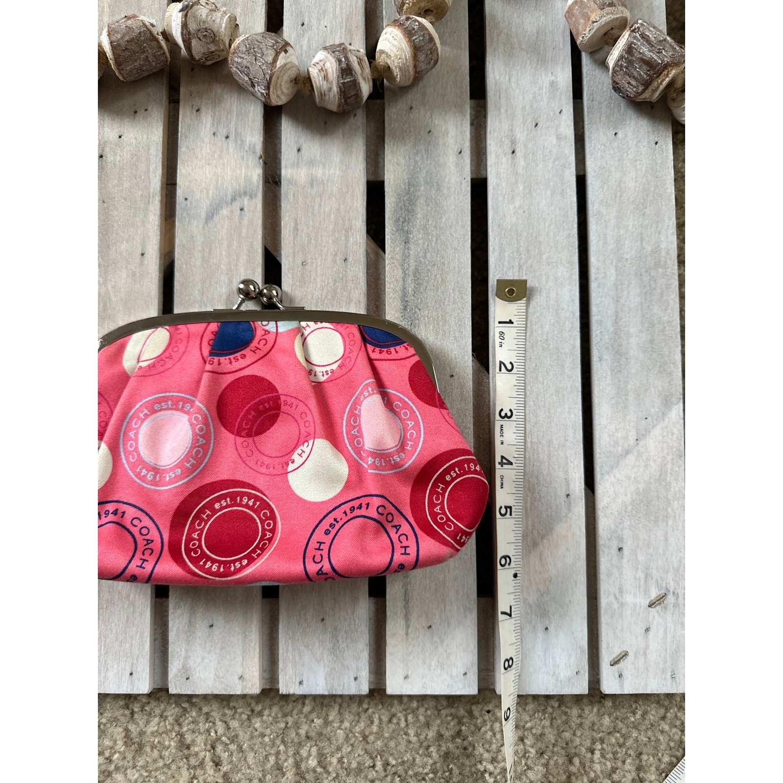 Rare Coach Leah Kisslock Wristlet Pink Coin Pouch Clutch