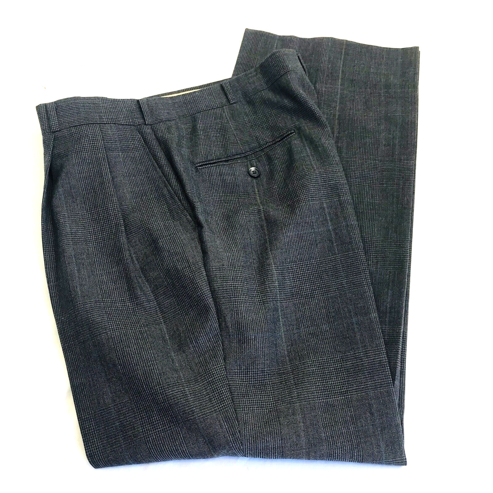 Andhurst Vintage Suit Glen Plaid Gray 42 Pants 36 Pleated No Cuff Preppy Career