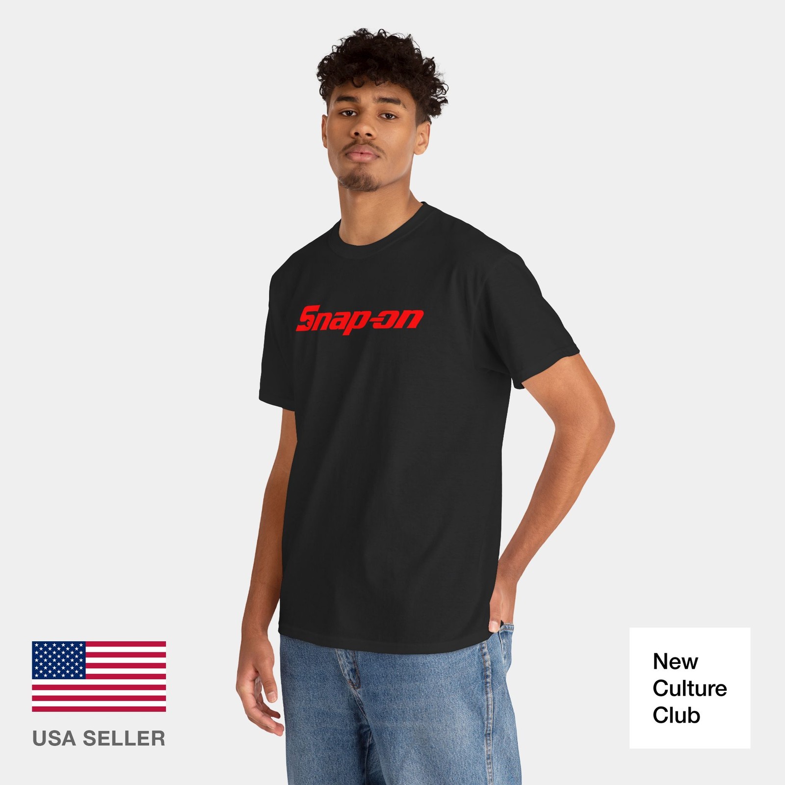 Snap On Tool Unisex Black Red Workwear Merch Inspired Design Heavy Cotton Tee